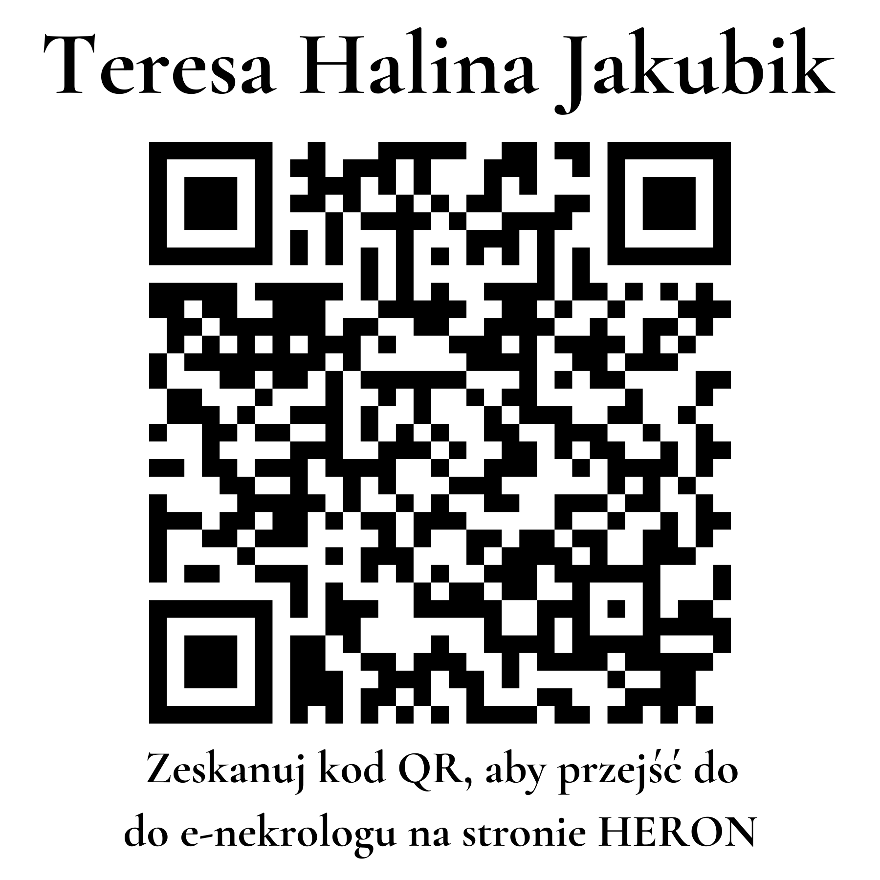 Kod QR do nekrologu Teresa Halina Jakubik