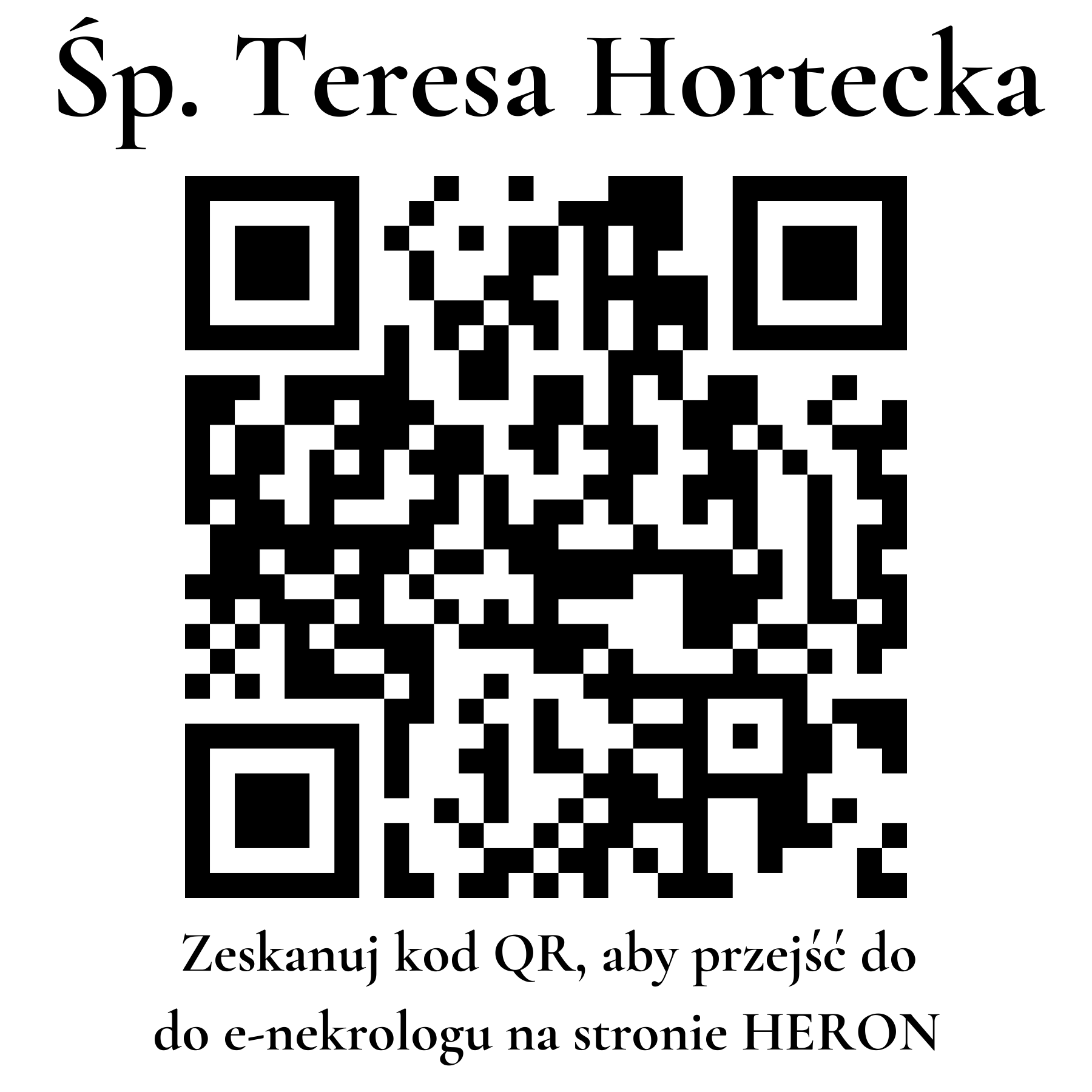 Kod QR do nekrologu Teresa Hortecka Kod QR do nekrologu Teresa Hortecka