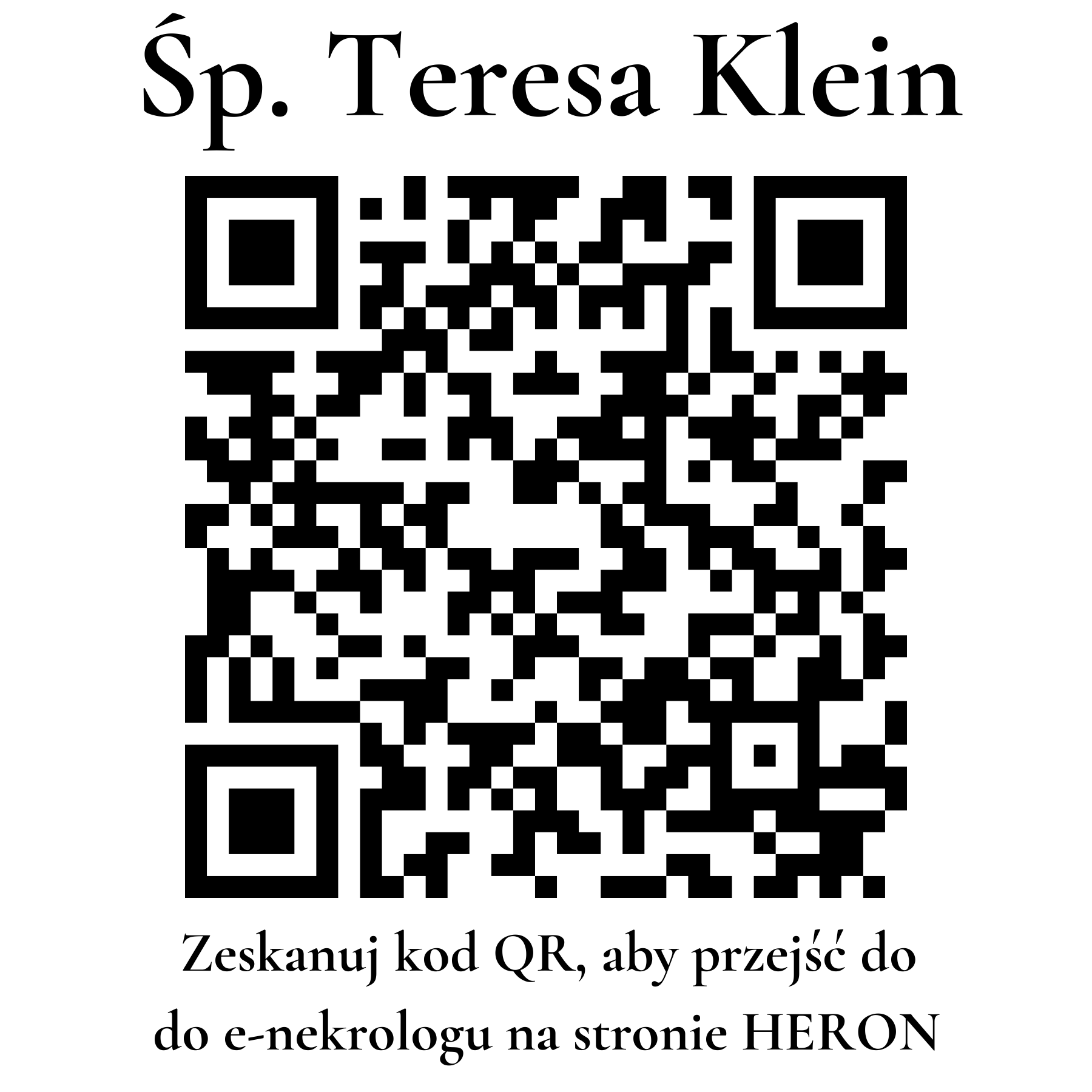 Kod QR do nekrologu Teresa Klein Kod QR do nekrologu Teresa Klein