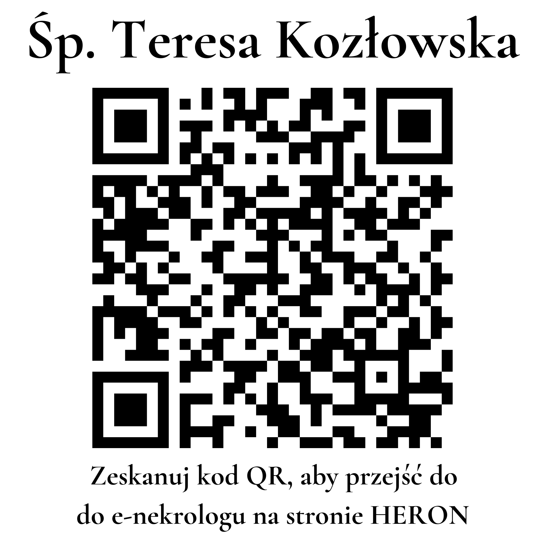 Kod QR do nekrologu Teresa Kozłowska