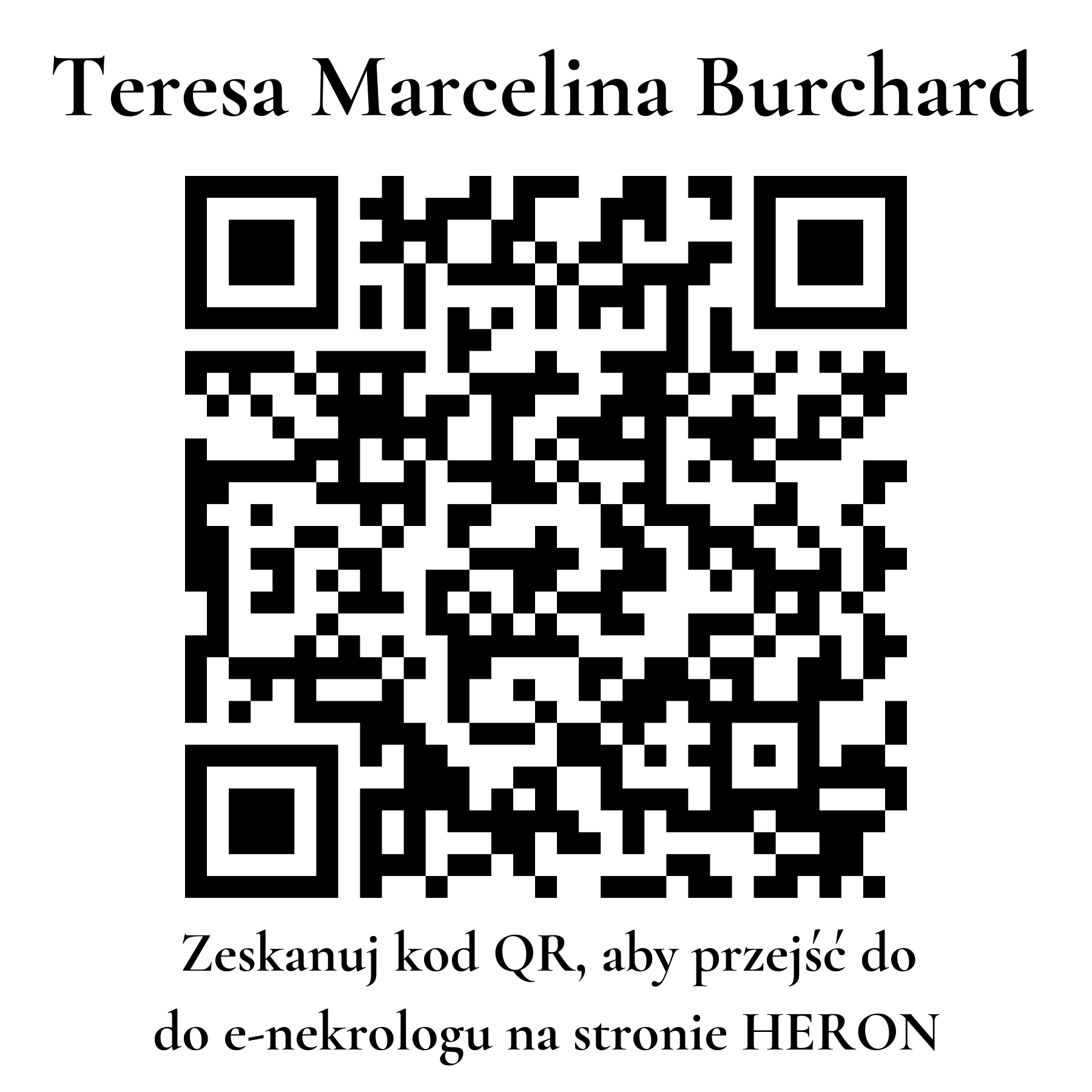 Kod QR do nekrologu Teresa Marcelina Burchard