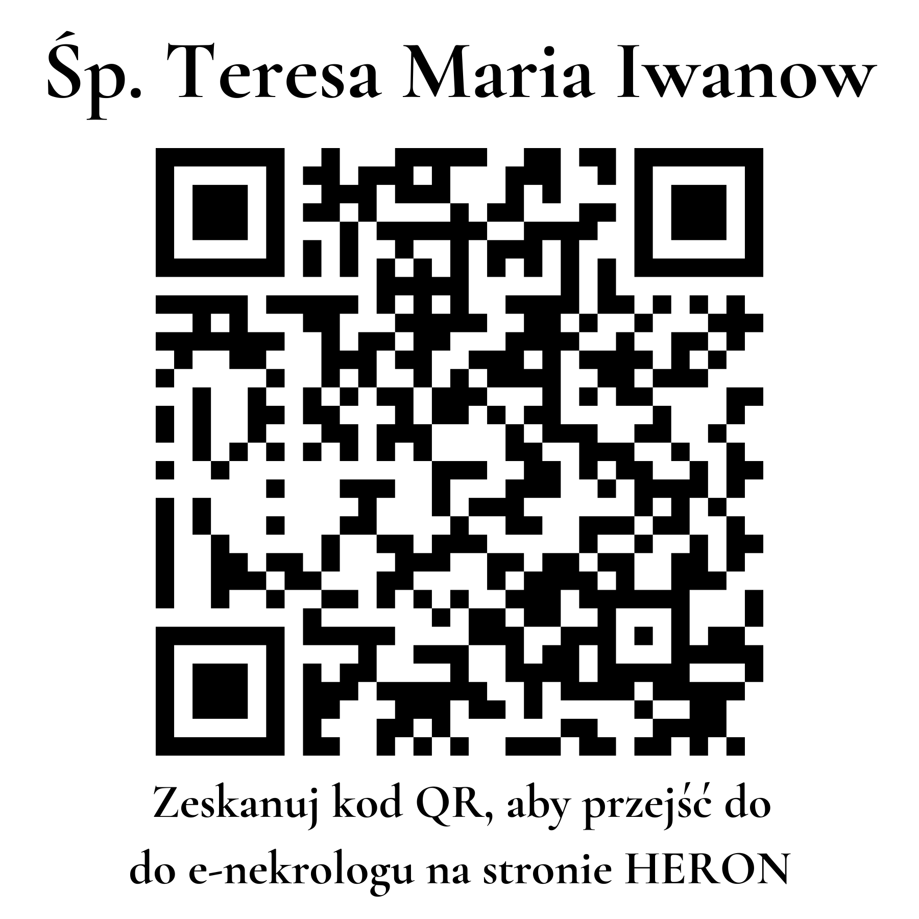 Kod QR do nekrologu Teresa Maria Iwanow