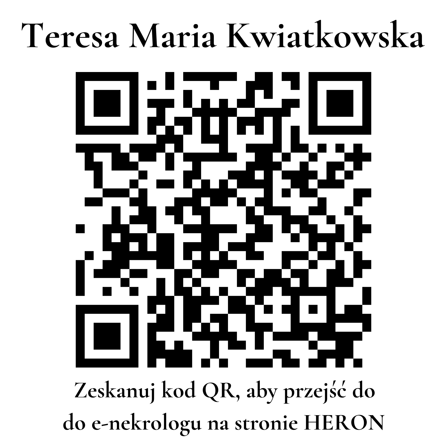 Kod QR do nekrologu Teresa Maria Kwiatkowska