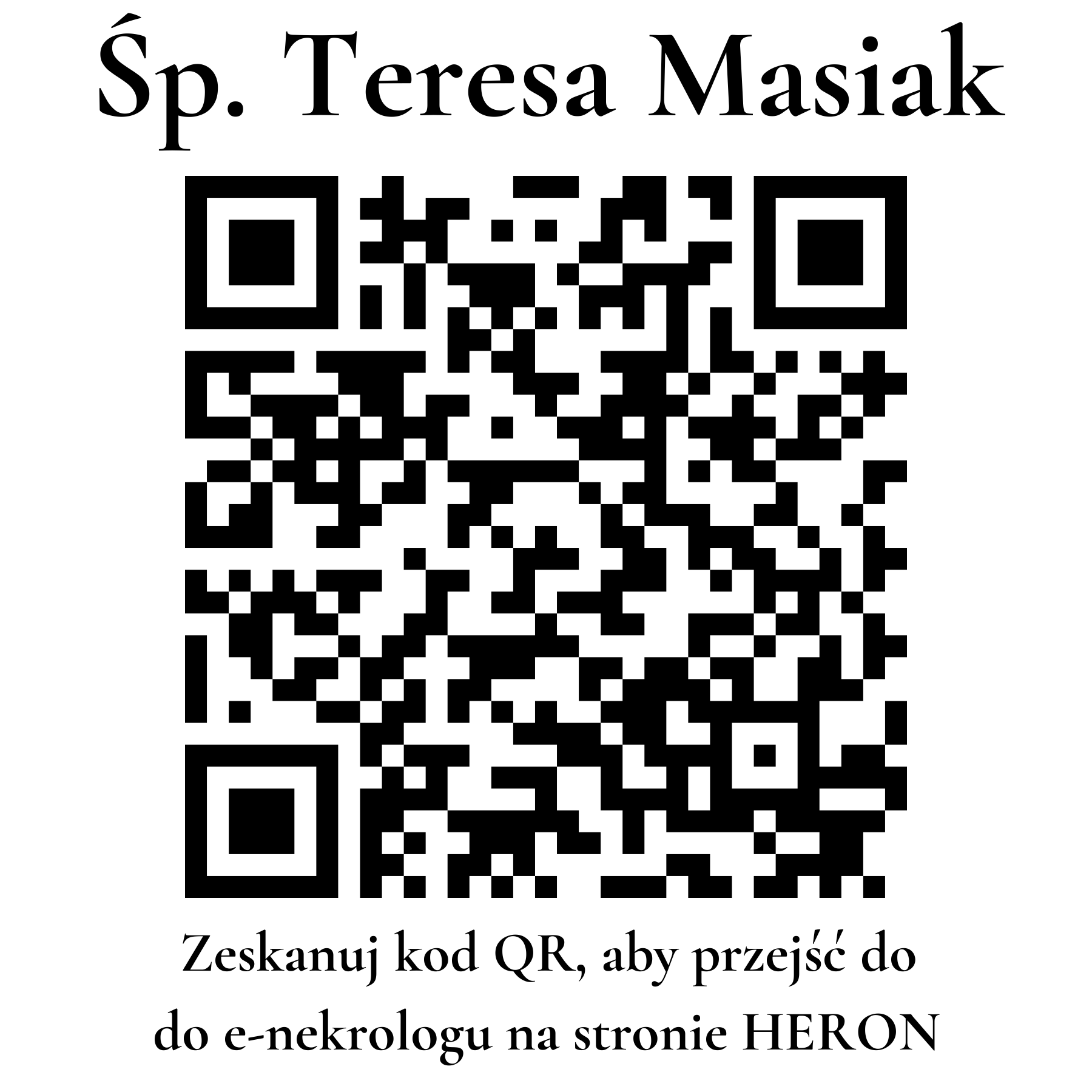 Kod QR do nekrologu Teresa Masiak Kod QR do nekrologu Teresa Masiak