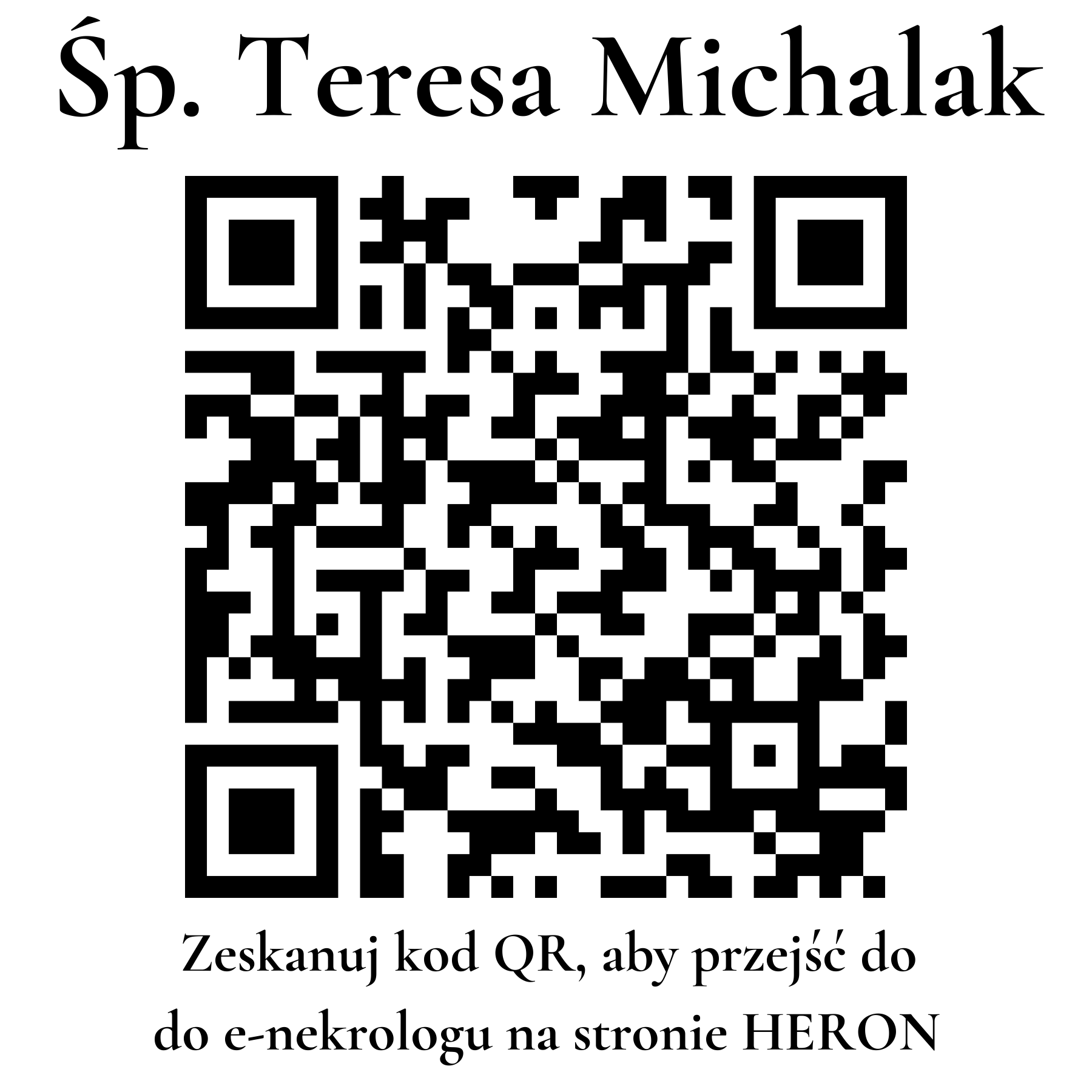 Kod QR do nekrologu Teresa Michalak Kod QR do nekrologu Teresa Michalak