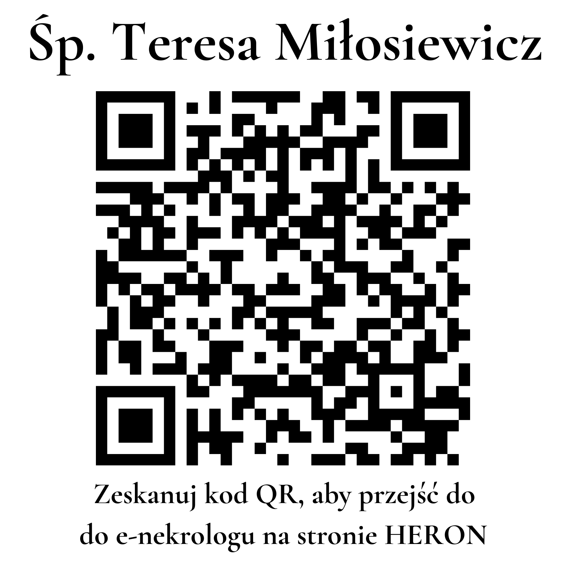 Kod QR do nekrologu Teresa Miłosiewicz Kod QR do nekrologu Teresa Miłosiewicz
