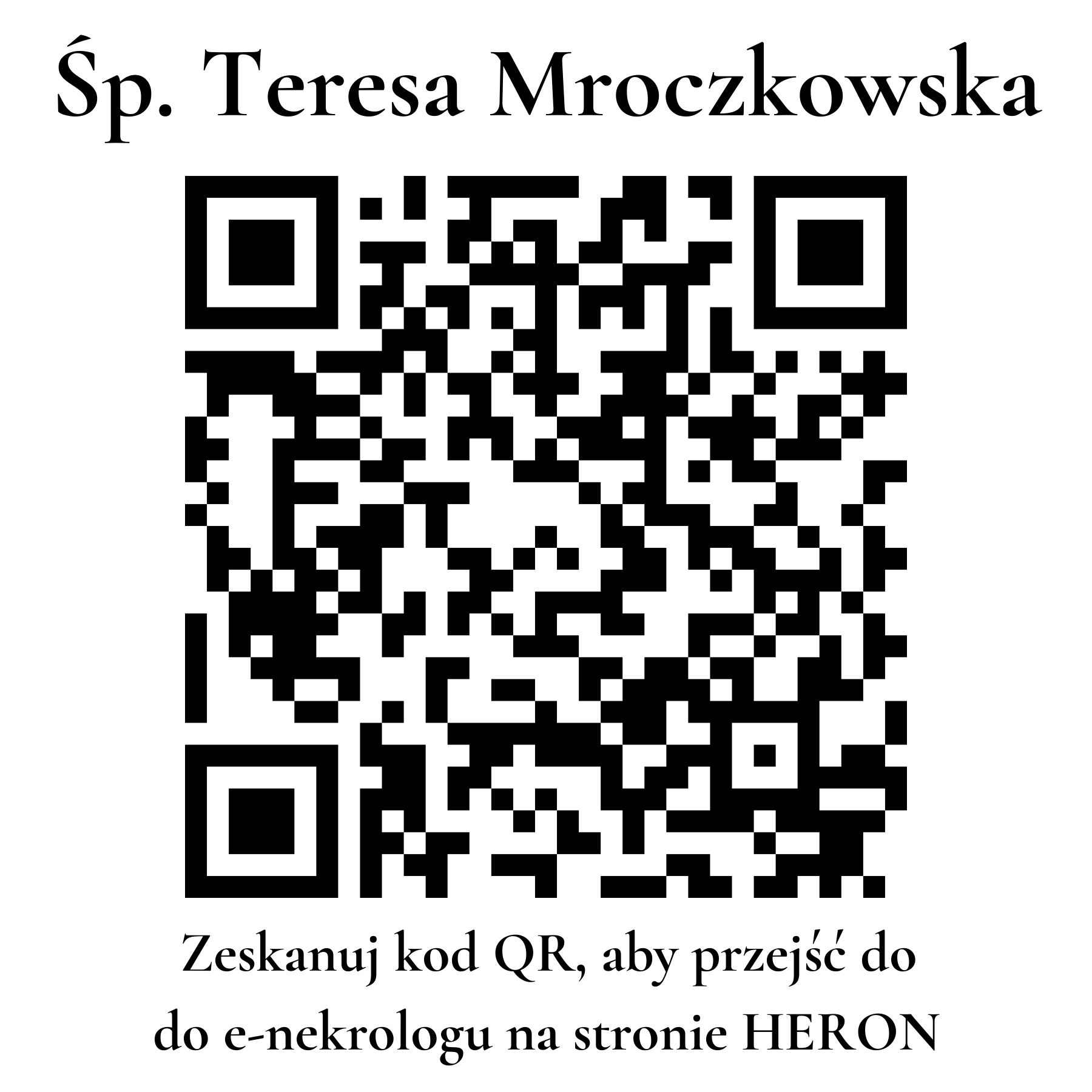 Kod QR do nekrologu Teresa Mroczkowska