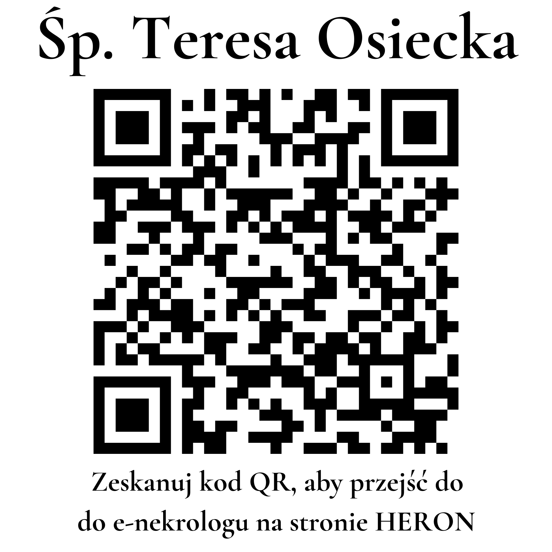 Kod QR do nekrologu Teresa Osiecka Kod QR do nekrologu Teresa Osiecka