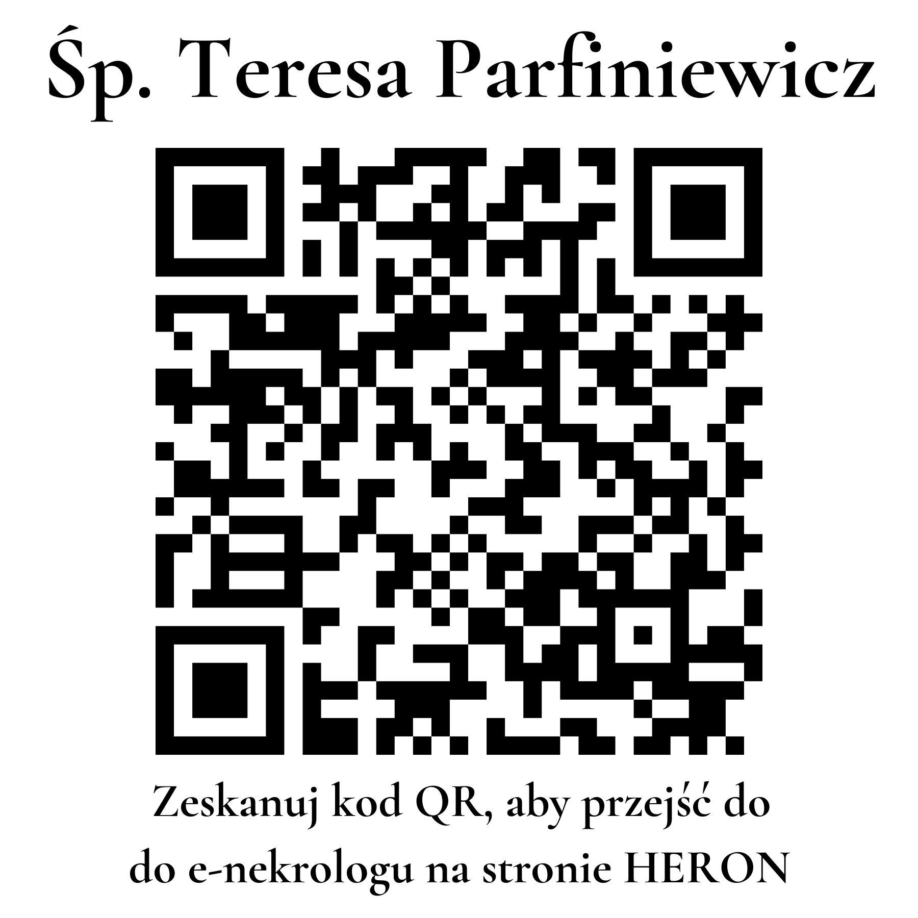 Kod QR do nekrologu Teresa Parfiniewicz