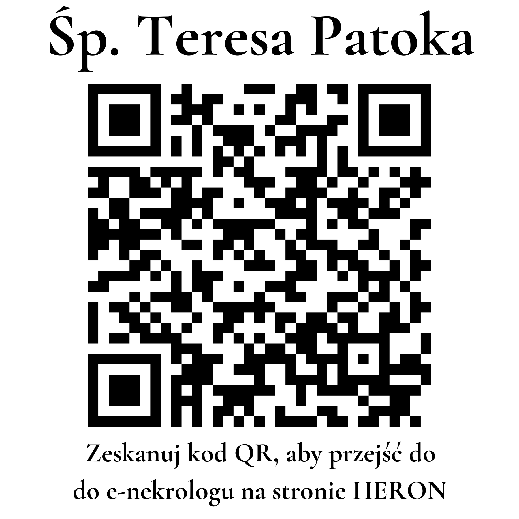 Kod QR do nekrologu Teresa Patoka