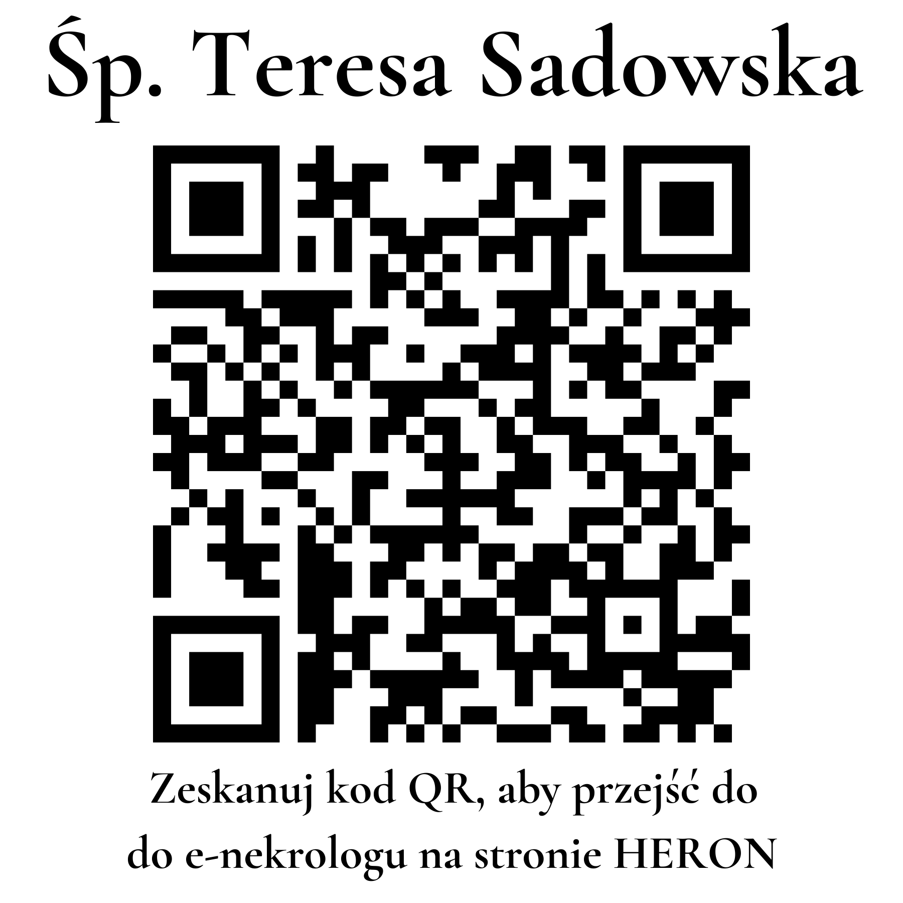 Kod QR do nekrologu Teresa Sadowska