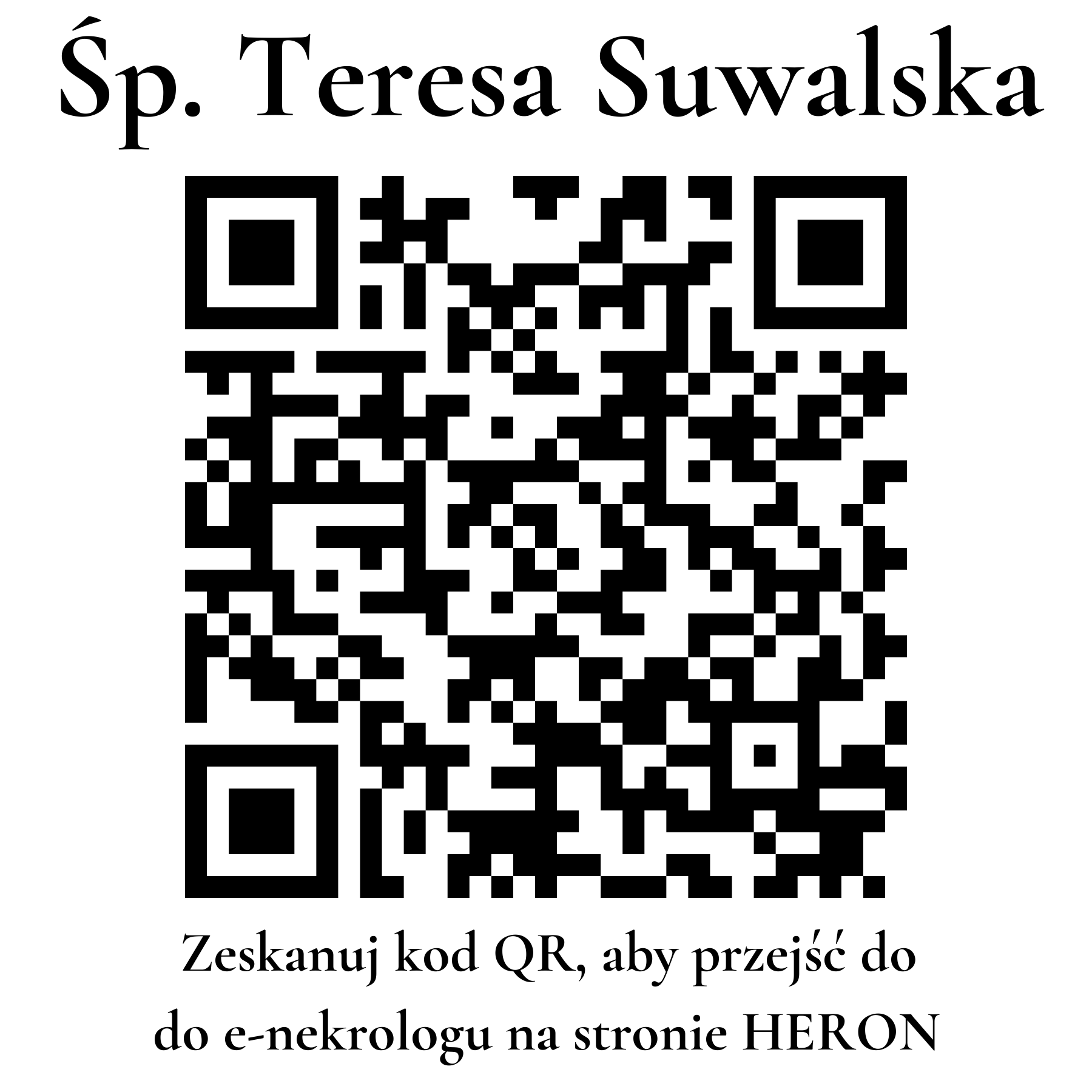 Kod QR do nekrologu Teresa Suwalska Kod QR do nekrologu Teresa Suwalska
