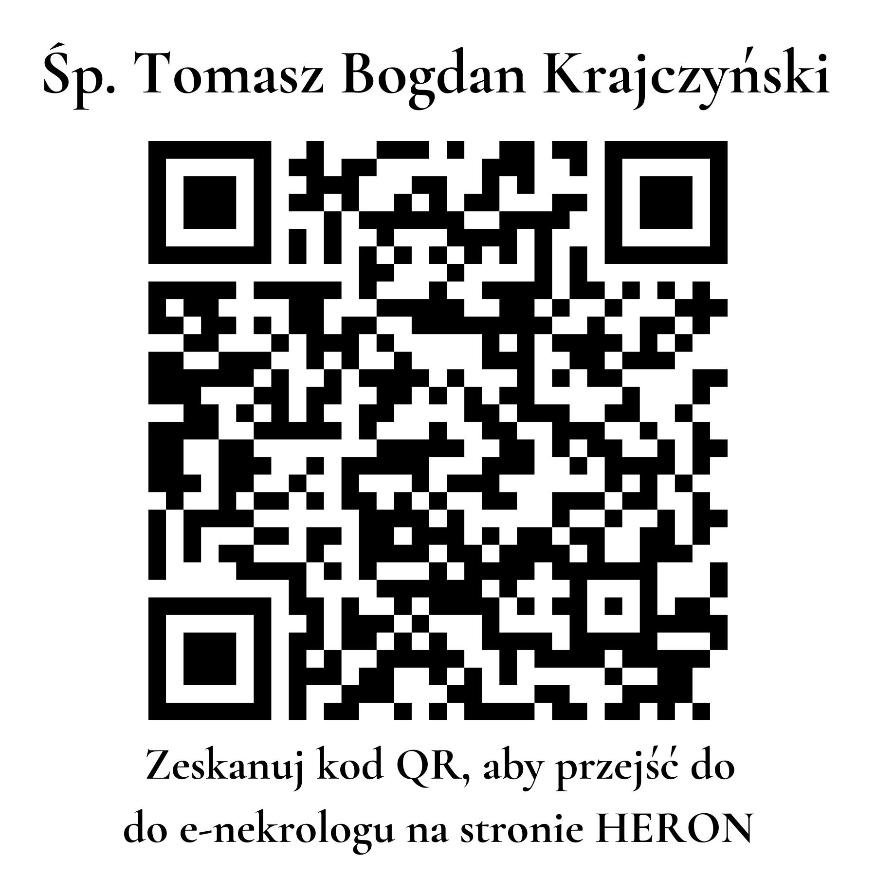 Kod QR do nekrologu Tomasz Bogdan Krajczyński Kod QR do nekrologu Tomasz Bogdan Krajczyński