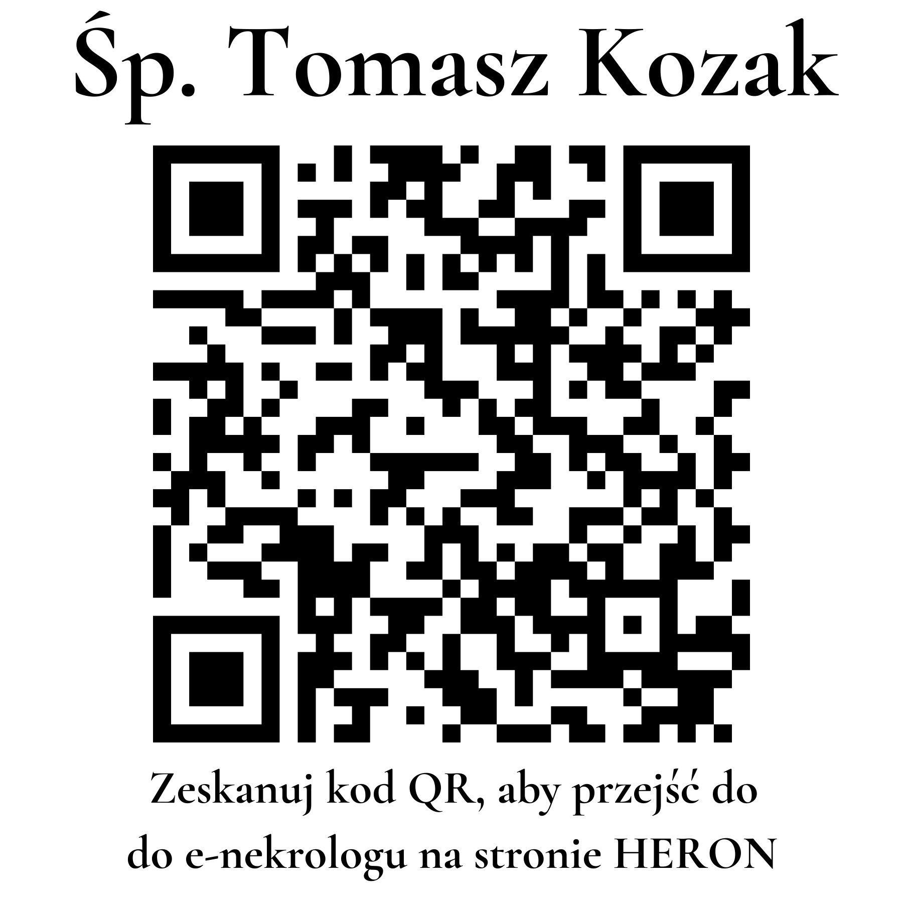 Kod QR do nekrologu Tomasz Kozak Kod QR do nekrologu Tomasz Kozak