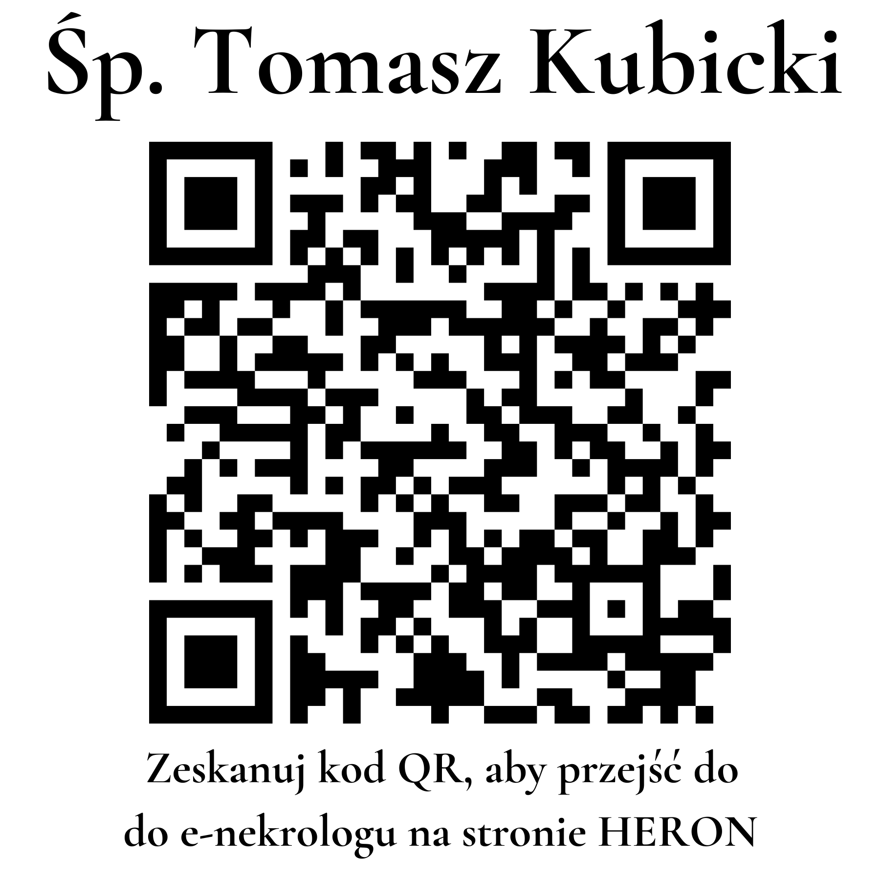 Kod QR do nekrologu Tomasz Kubicki Kod QR do nekrologu Tomasz Kubicki
