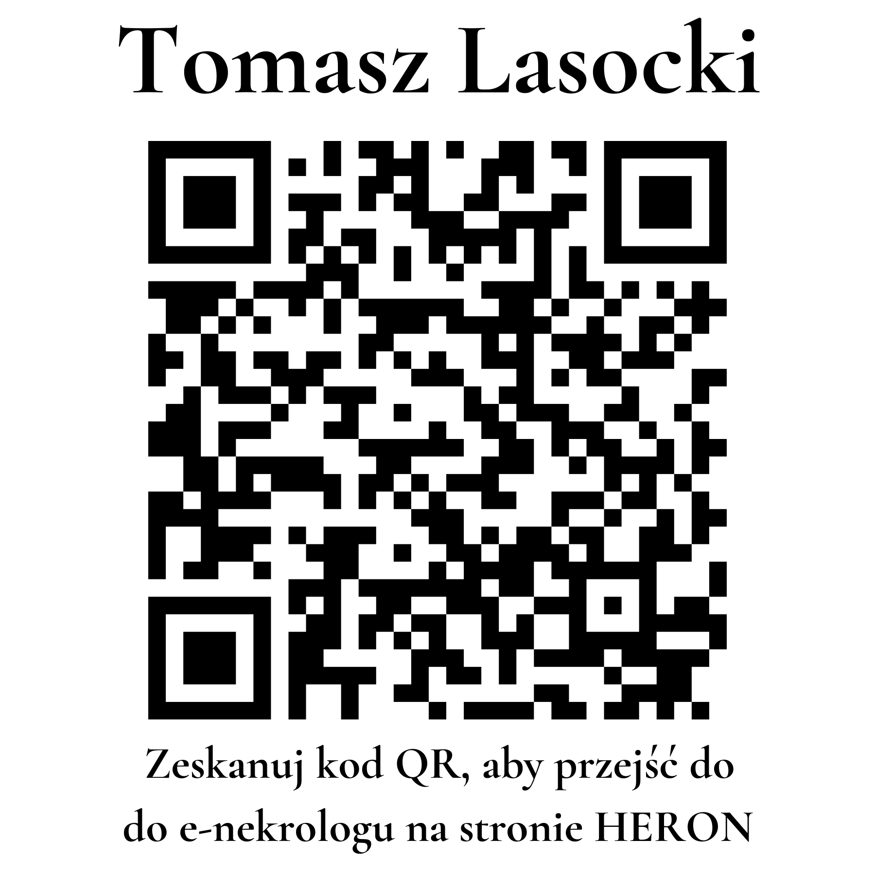 Kod QR do nekrologu Tomasz Lasocki Kod QR do nekrologu Tomasz Lasocki
