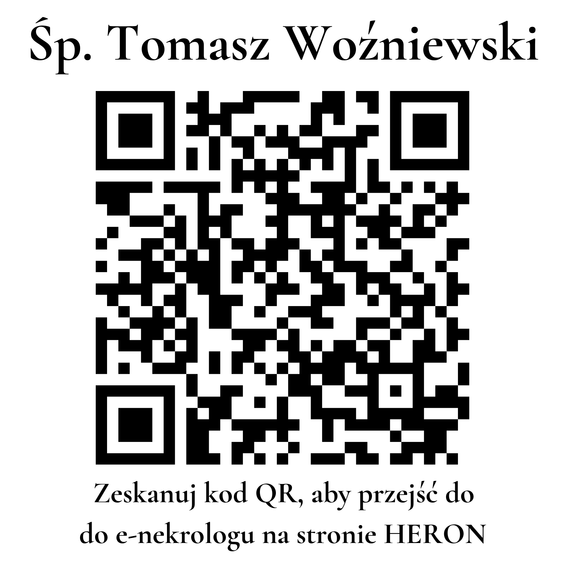 Kod QR do nekrologu Tomasz Woźniewski Kod QR do nekrologu Tomasz Woźniewski