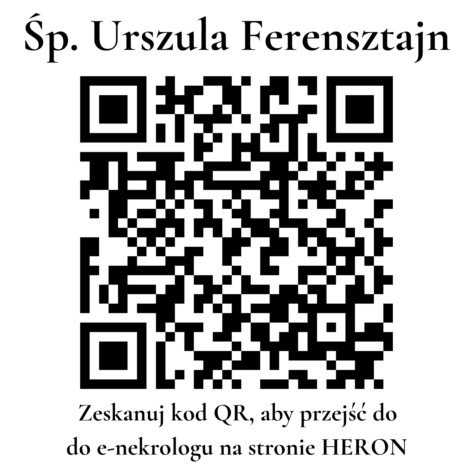 Kod QR do nekrologu Urszula Ferensztajn Kod QR do nekrologu Urszula Ferensztajn