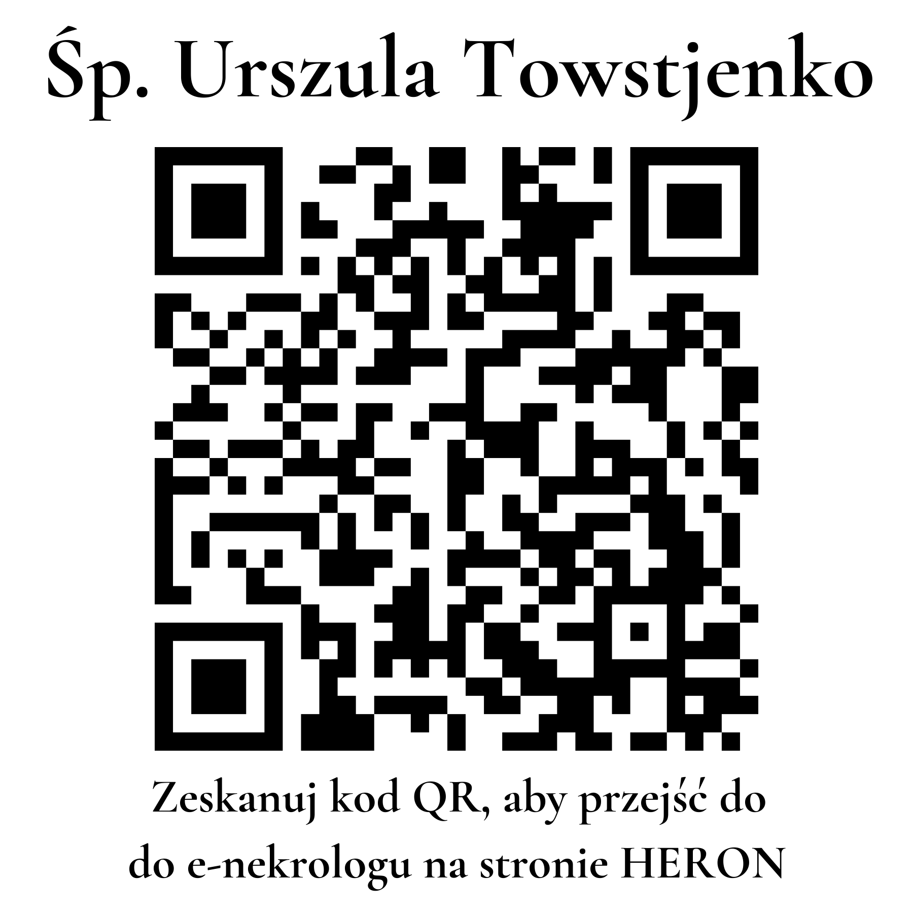 Kod QR do nekrologu Urszula Towstjenko Kod QR do nekrologu Urszula Towstjenko