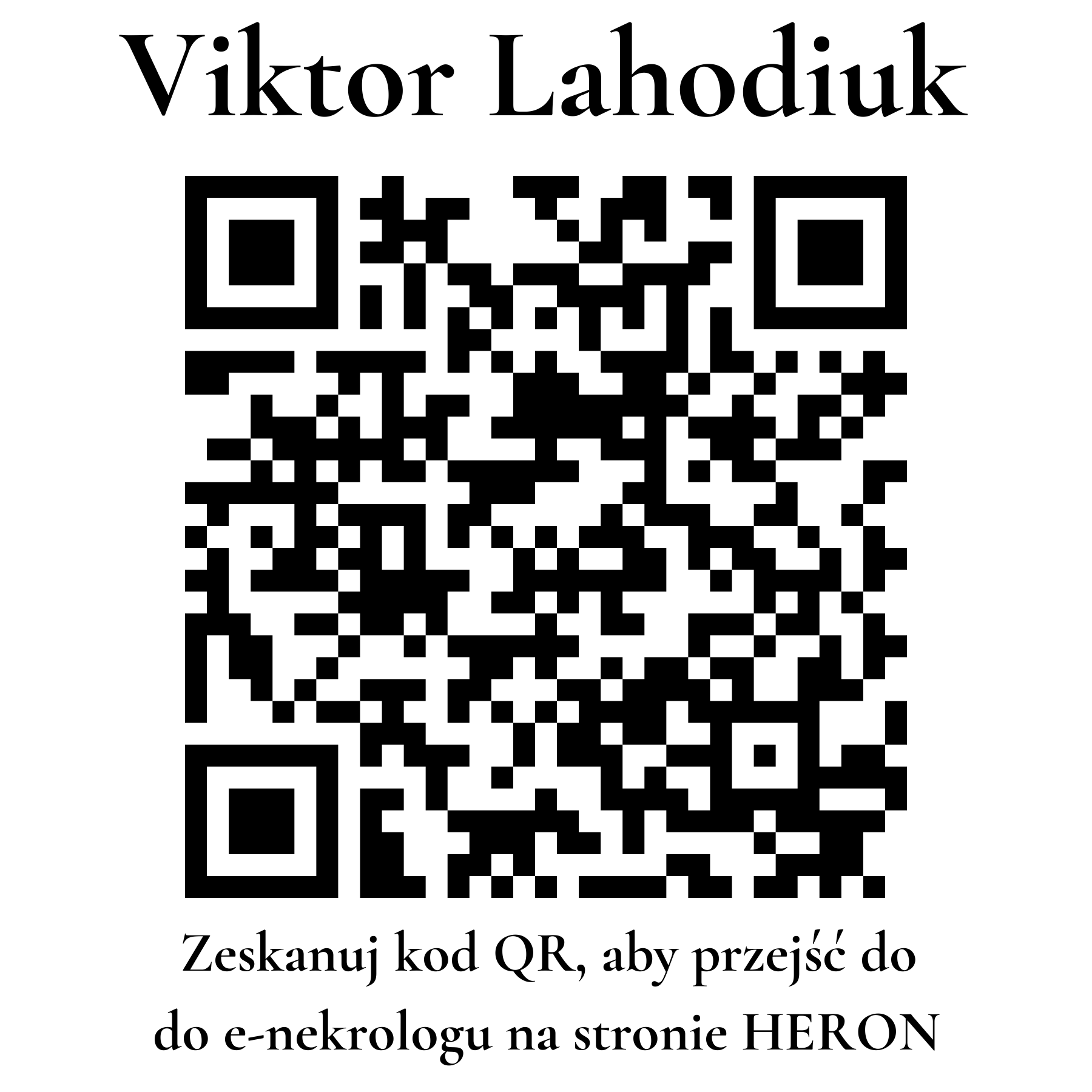 Kod QR do nekrologu Viktor Lahodiuk Kod QR do nekrologu Viktor Lahodiuk