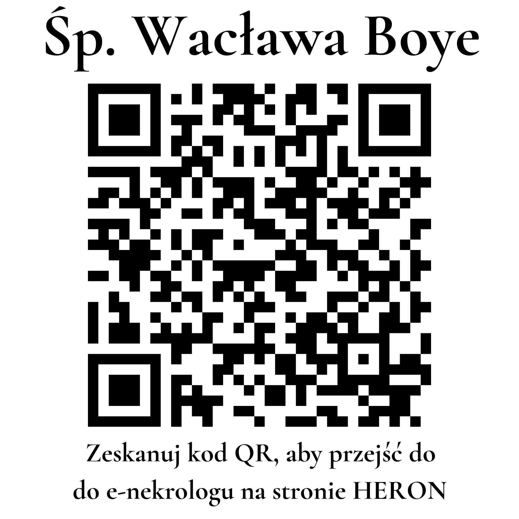 Kod QR do nekrologu Wacława Boye Kod QR do nekrologu Wacława Boye
