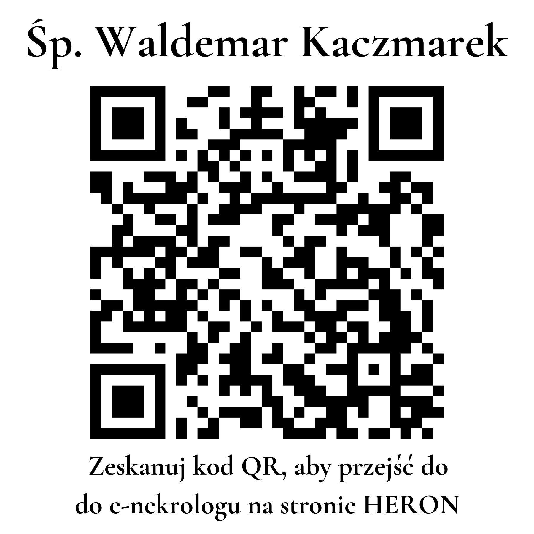 Kod QR do nekrologu Waldemar Kaczmarek Kod QR do nekrologu Waldemar Kaczmarek