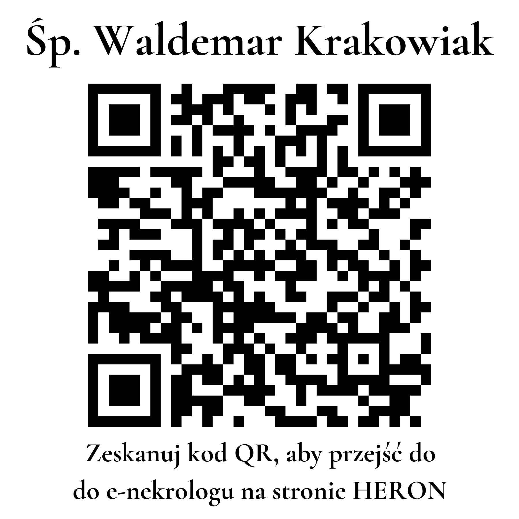 Kod QR do nekrologu Waldemar Krakowiak Kod QR do nekrologu Waldemar Krakowiak