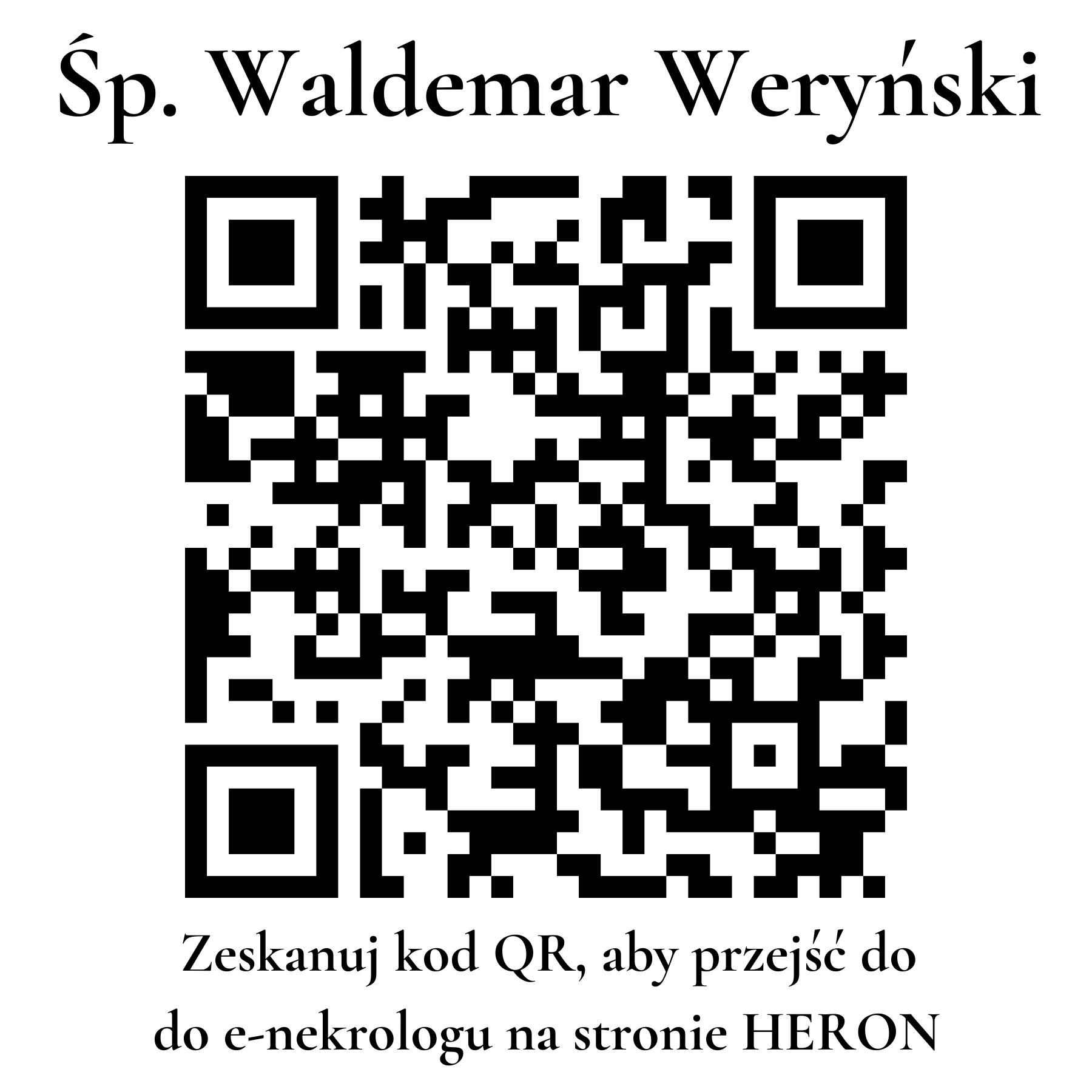 Kod QR do nekrologu Waldemar Weryński Kod QR do nekrologu Waldemar Weryński