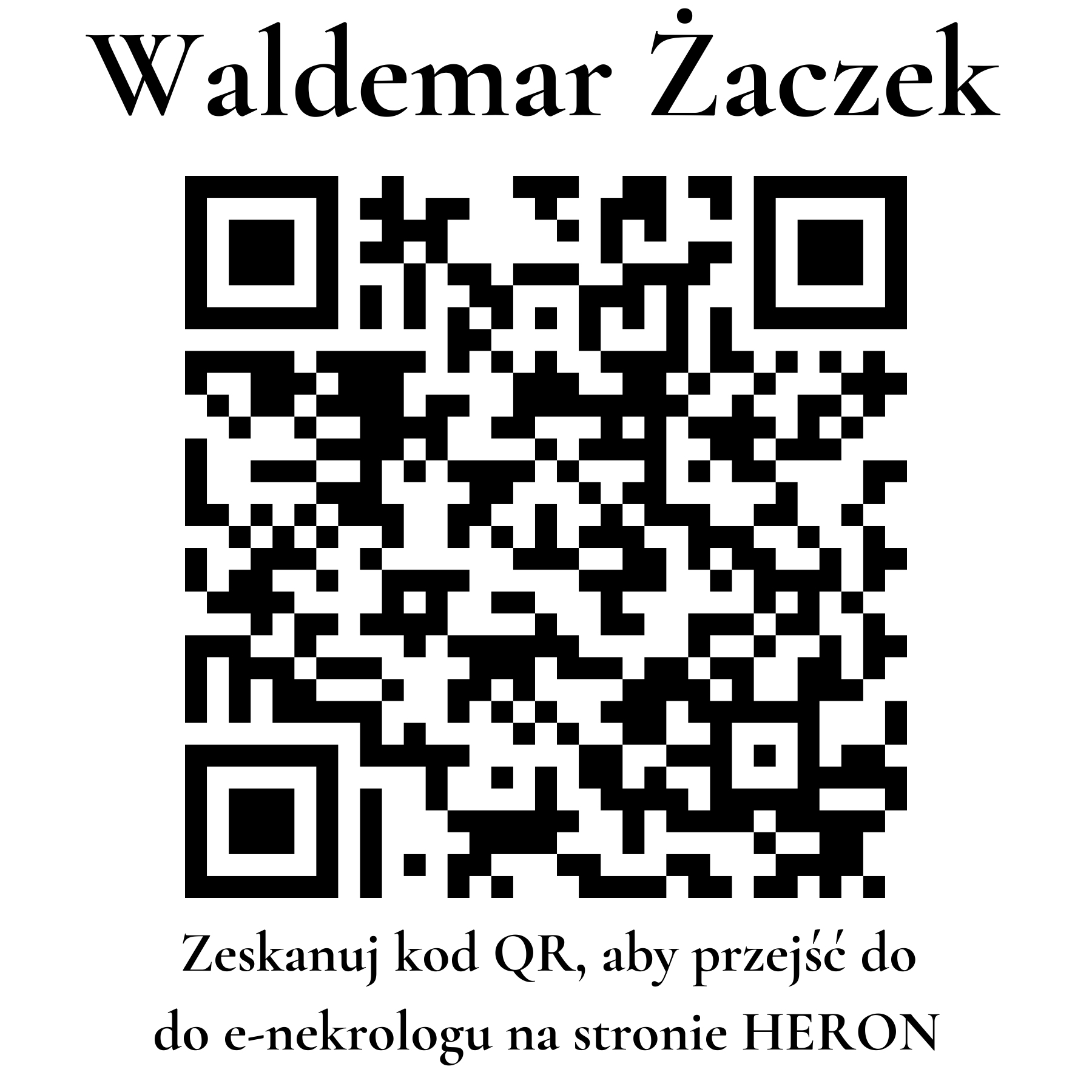 Kod QR do nekrologu Waldemar Żaczek Kod QR do nekrologu Waldemar Żaczek