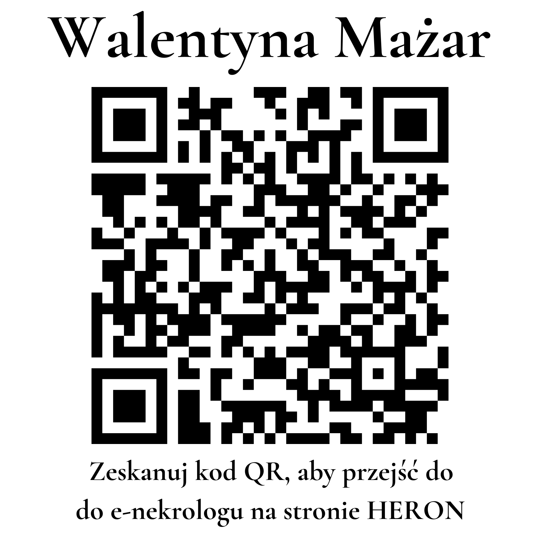 Kod QR do nekrologu Walentyna Mażar Kod QR do nekrologu Walentyna Mażar