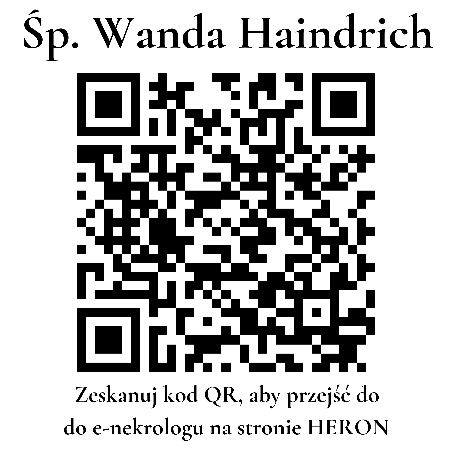 Kod QR do nekrologu Wanda Haindrich