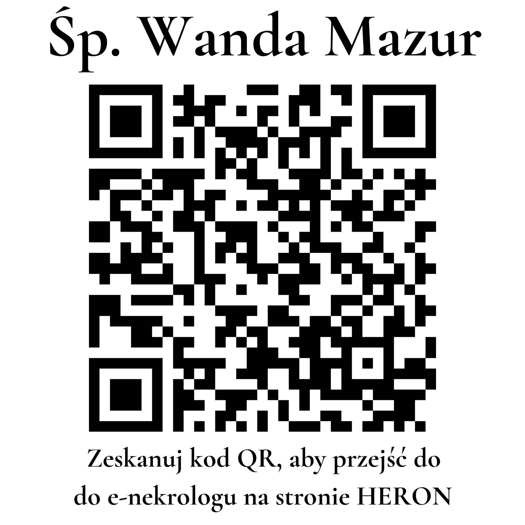 Kod QR do nekrologu Wanda Mazur