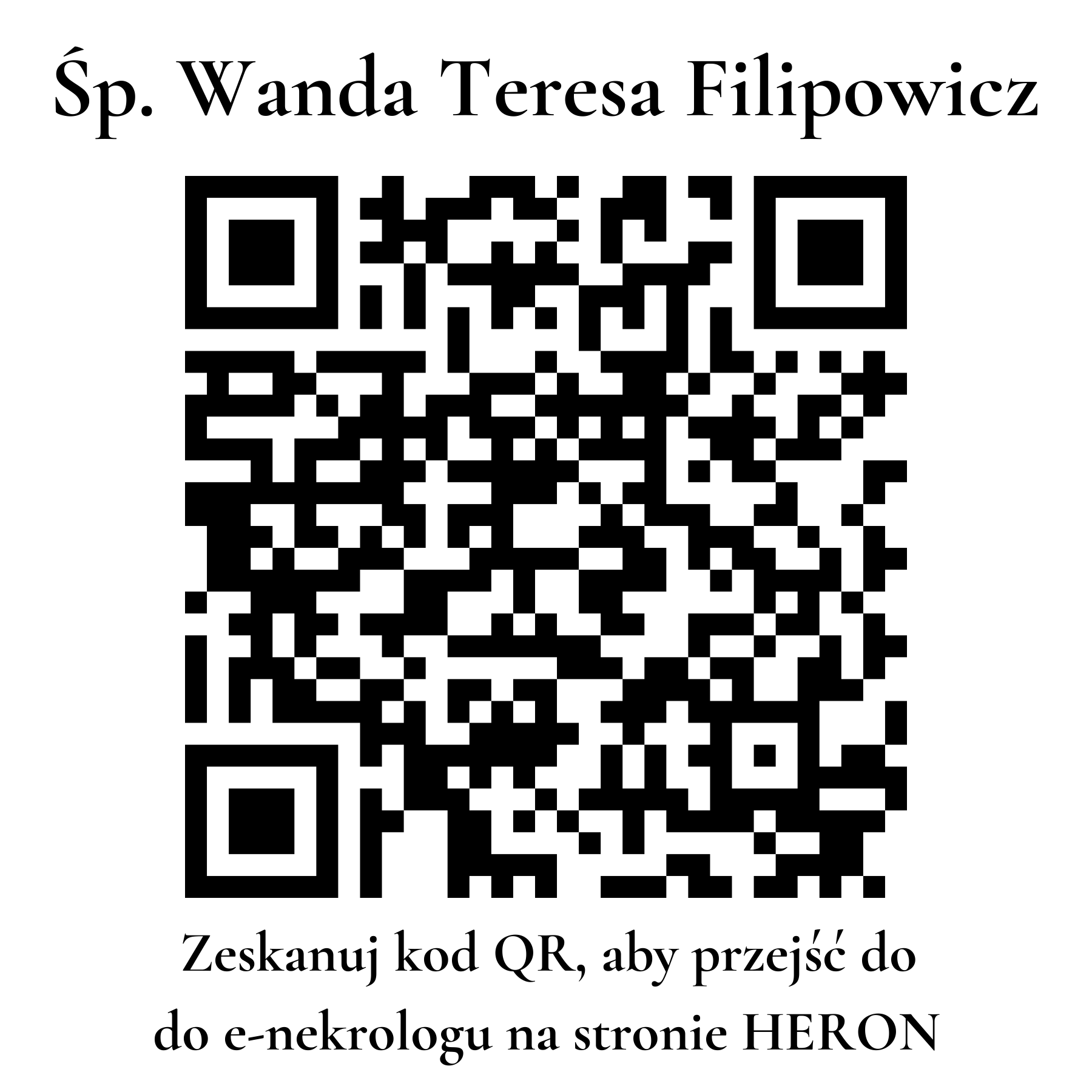 Kod QR do nekrologu Wanda Teresa Filipowicz Kod QR do nekrologu Wanda Teresa Filipowicz