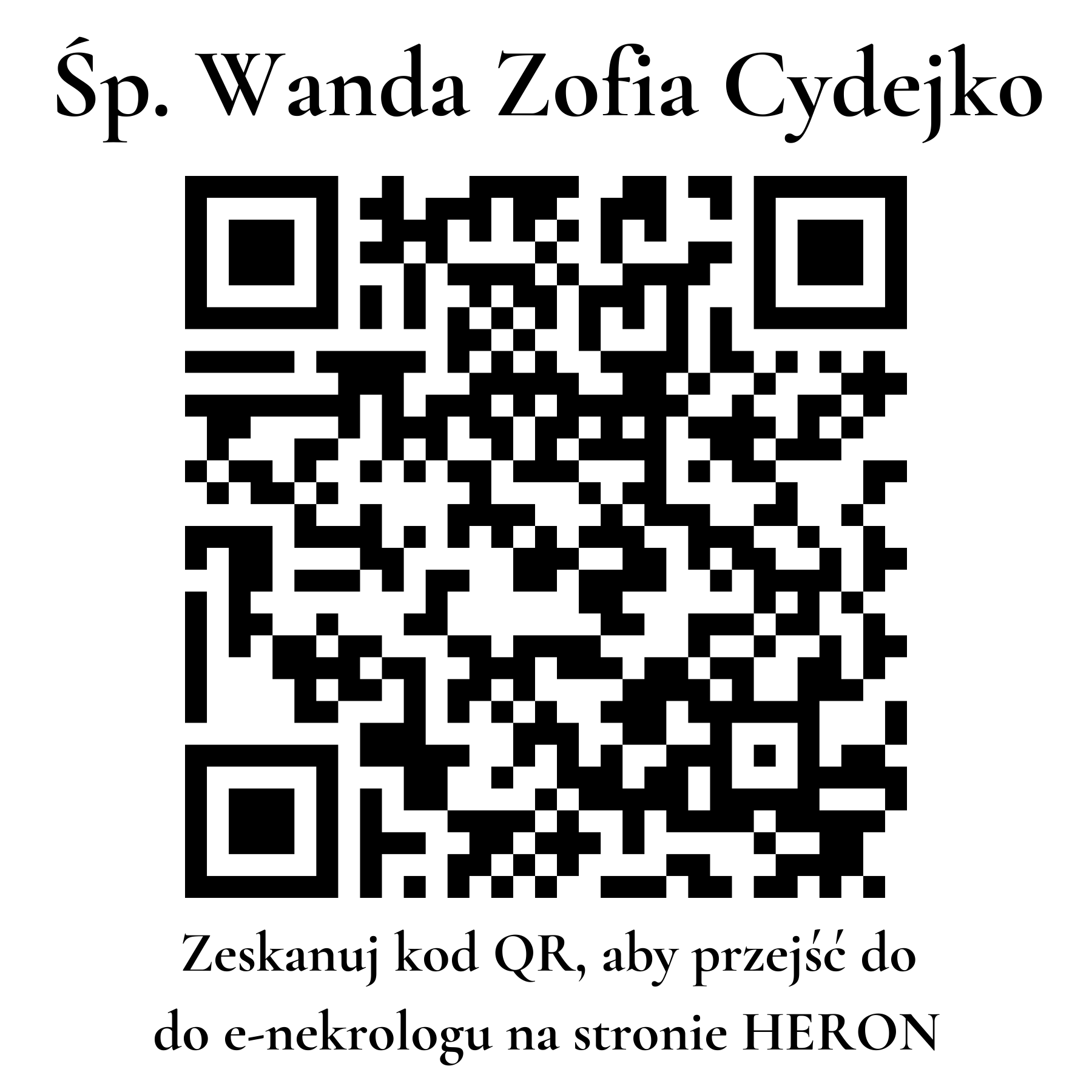 Kod QR do nekrologu Wanda Zofia Cydejko Kod QR do nekrologu Wanda Zofia Cydejko