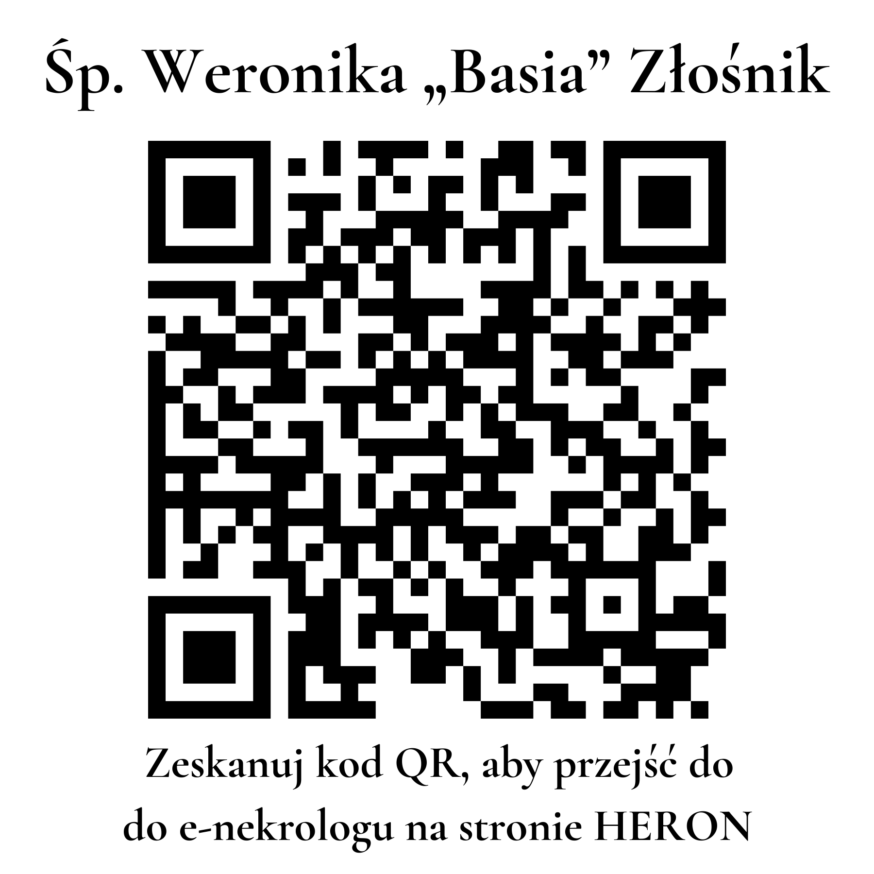 Kod QR do nekrologu Weronika „Basia” Złośnik Kod QR do nekrologu Weronika „Basia” Złośnik