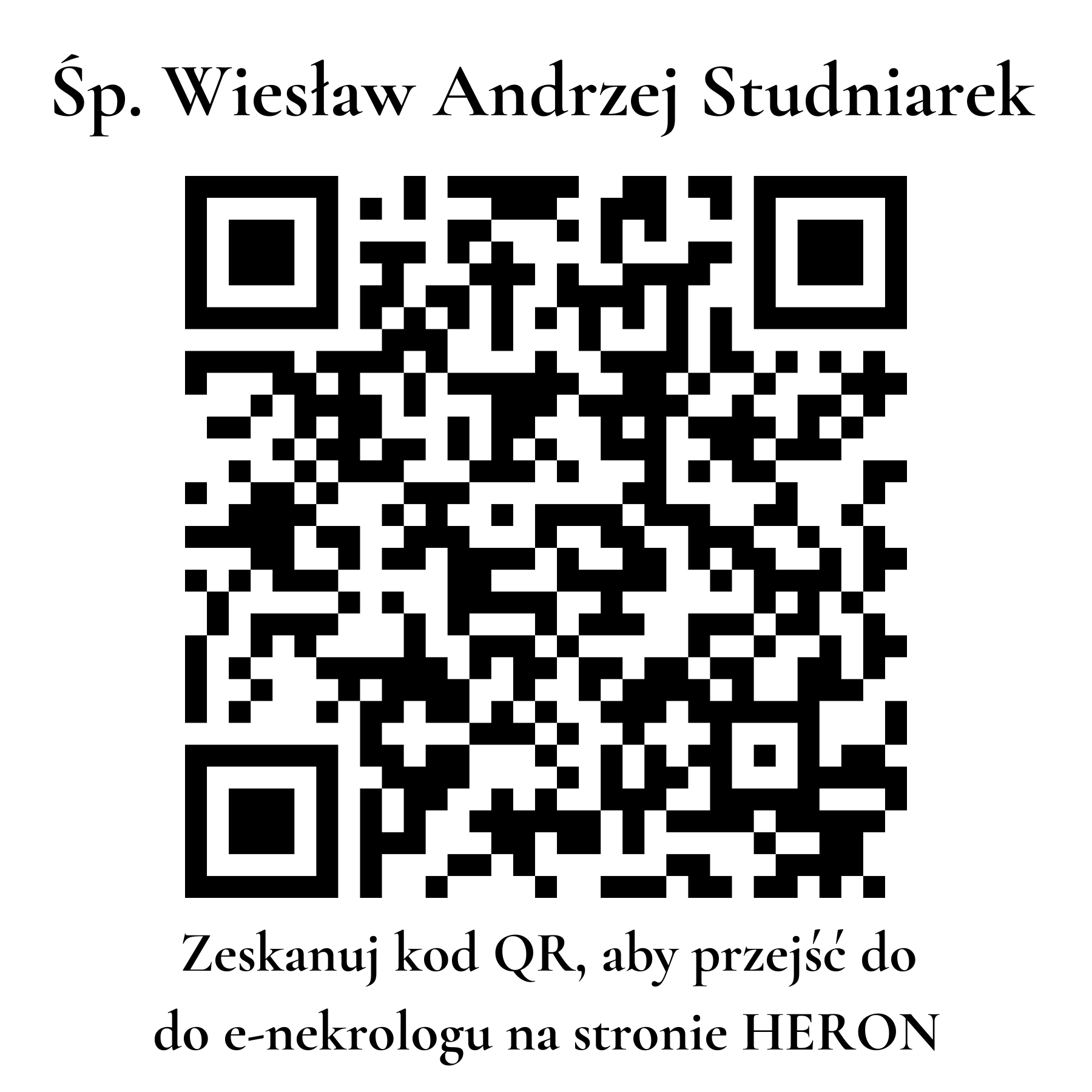 Kod QR do nekrologu Wiesław Andrzej Studniarek Kod QR do nekrologu Wiesław Andrzej Studniarek