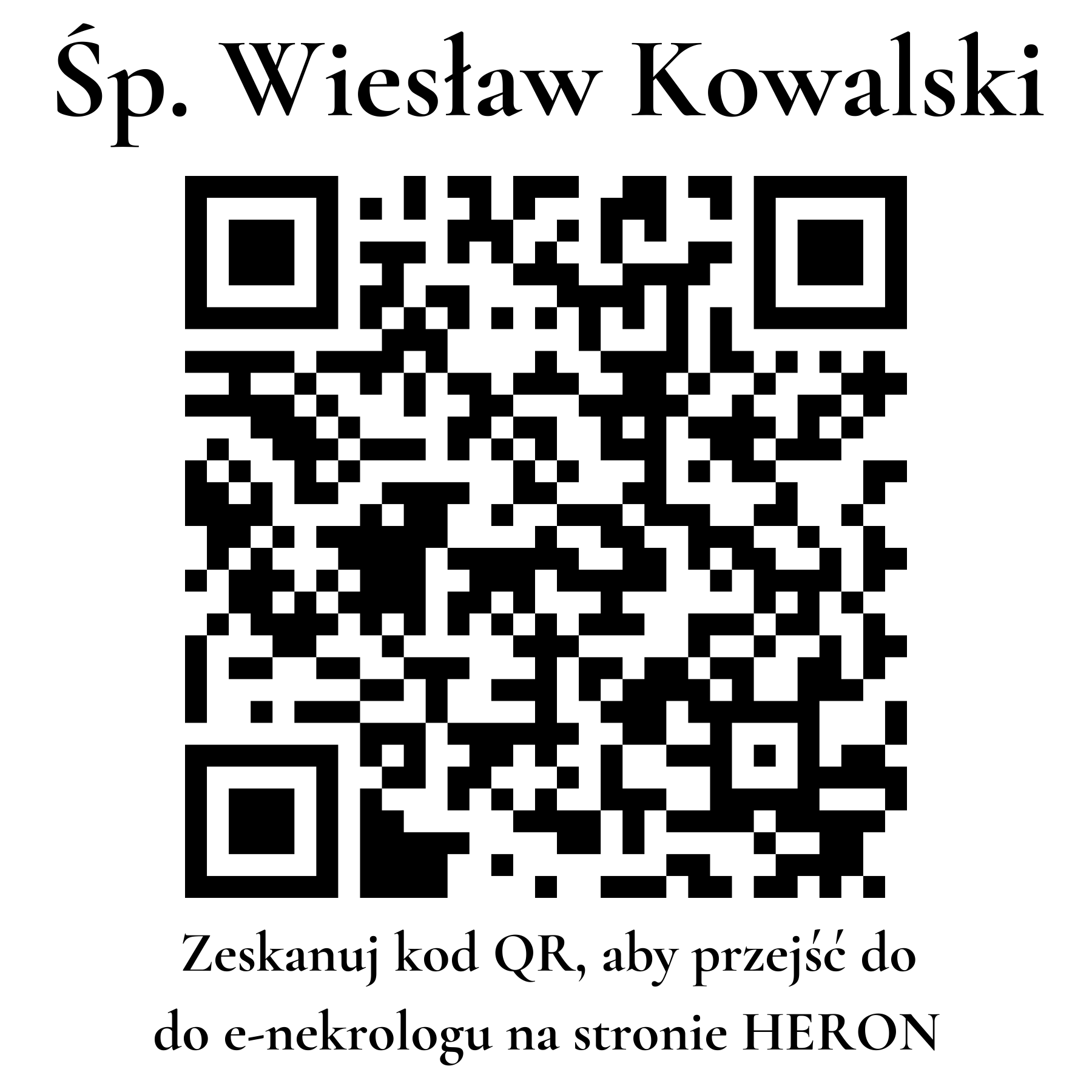 Kod QR do nekrologu Wiesław Kowalski Kod QR do nekrologu Wiesław Kowalski
