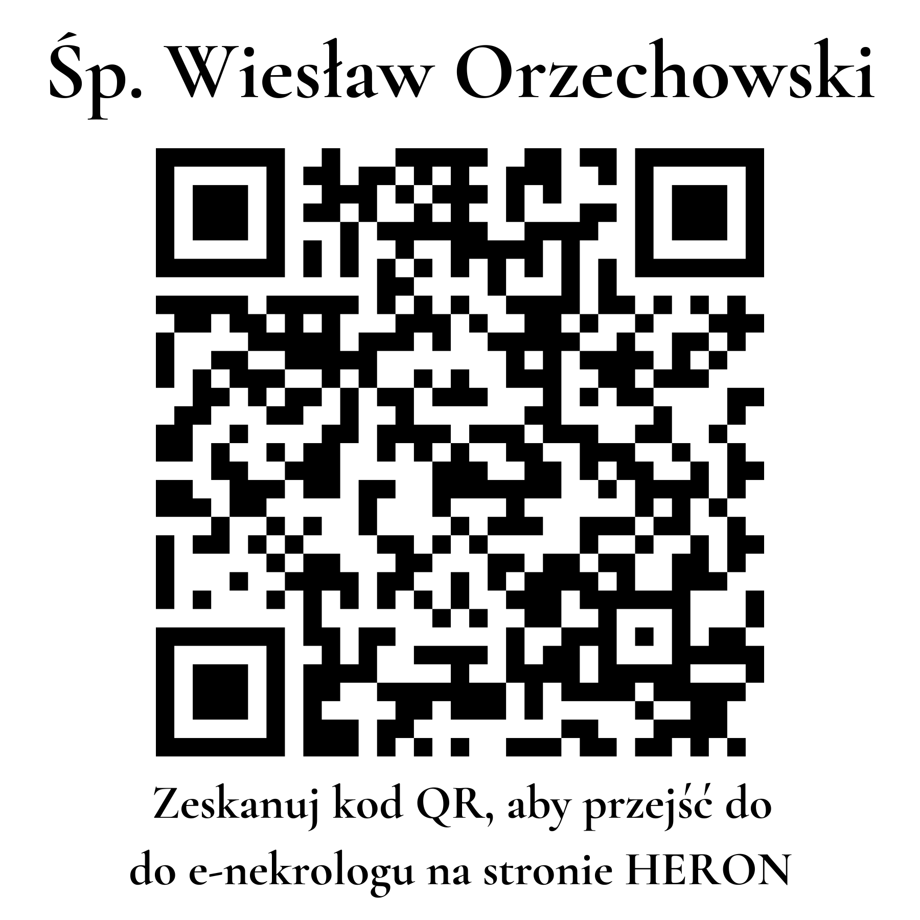 Kod QR do nekrologu Wiesław Orzechowski Kod QR do nekrologu Wiesław Orzechowski