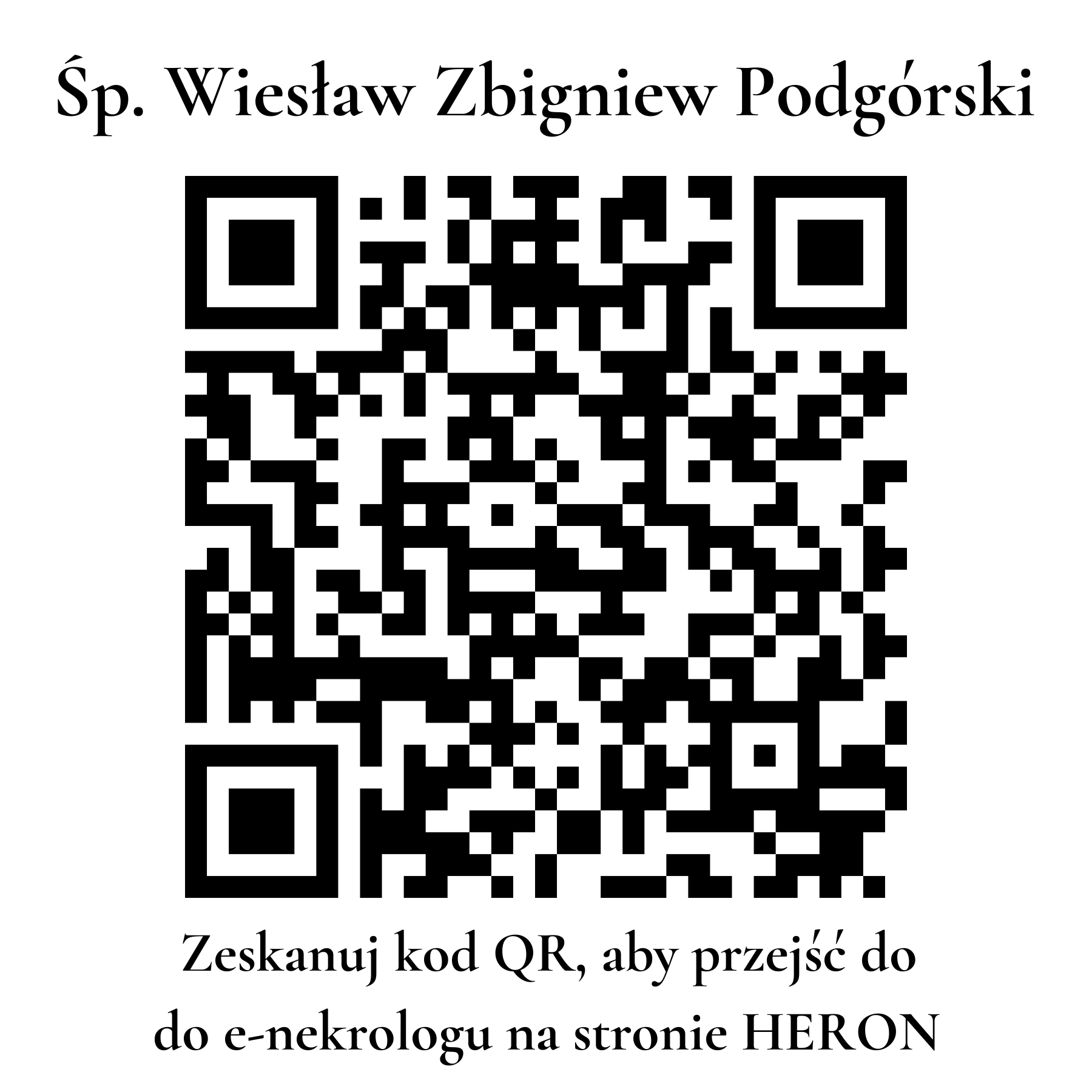 Kod QR do nekrologu Wiesław Zbigniew Podgórski