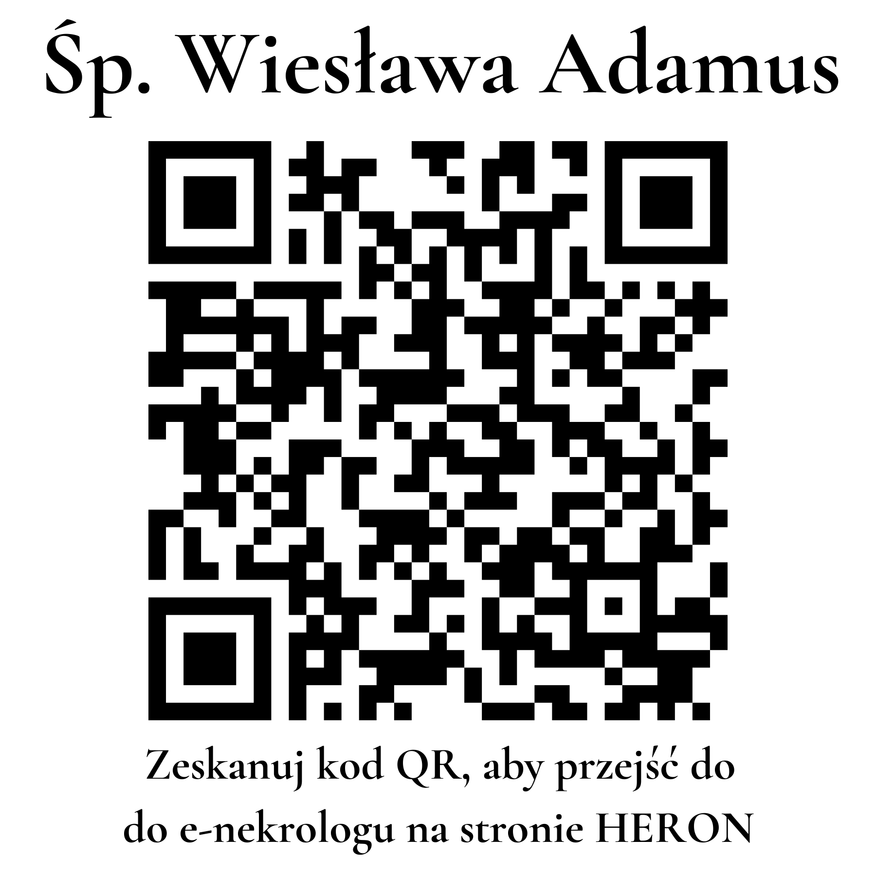 Kod QR do nekrologu Wiesława Adamus