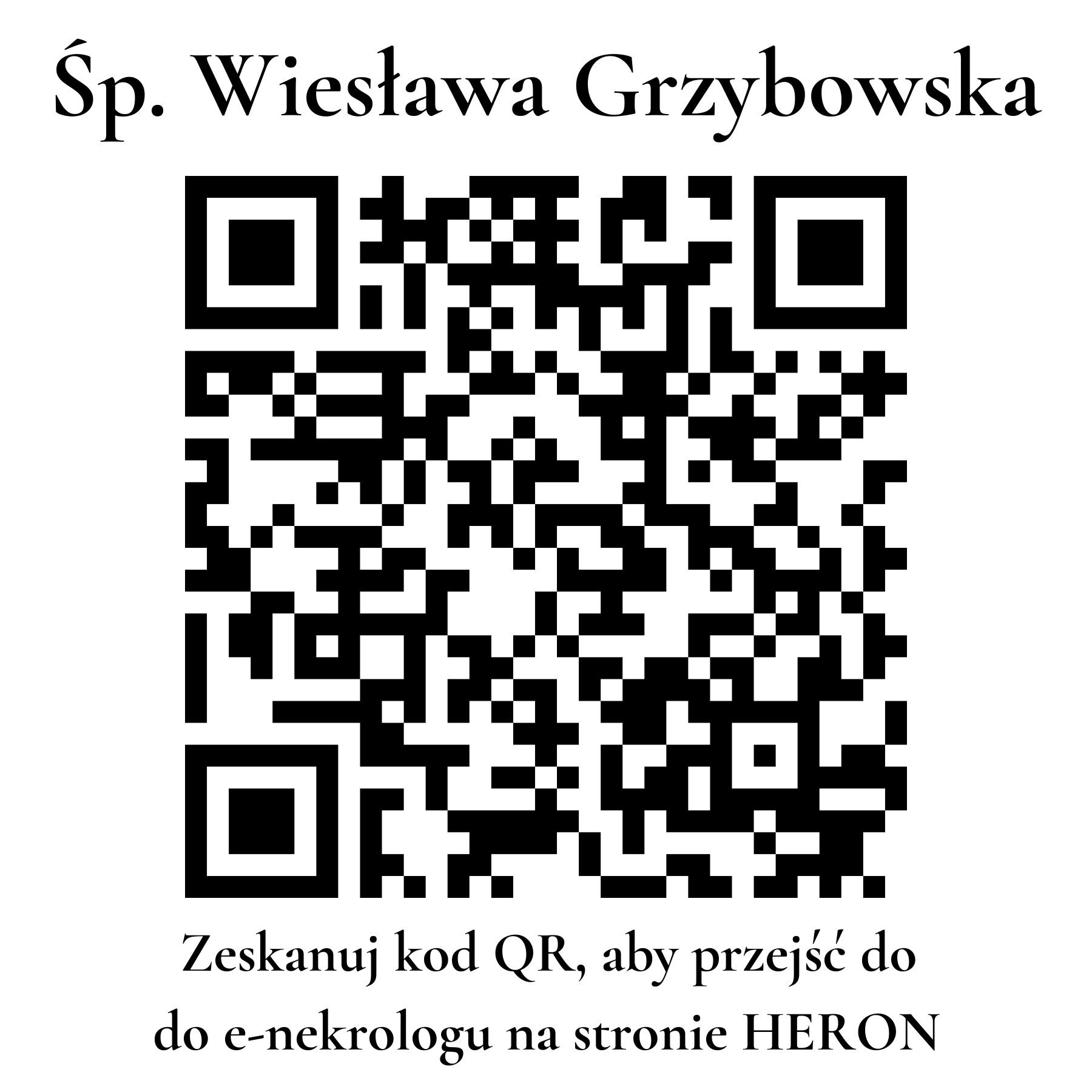 Kod QR do nekrologu Wiesława Grzybowska