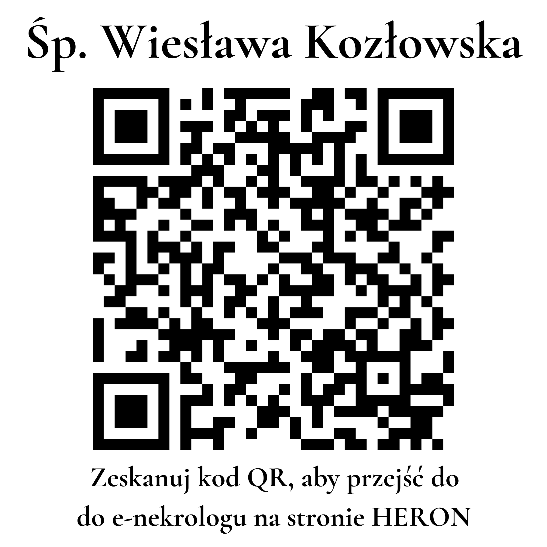 Kod QR do nekrologu Wiesława Kozłowska Kod QR do nekrologu Wiesława Kozłowska