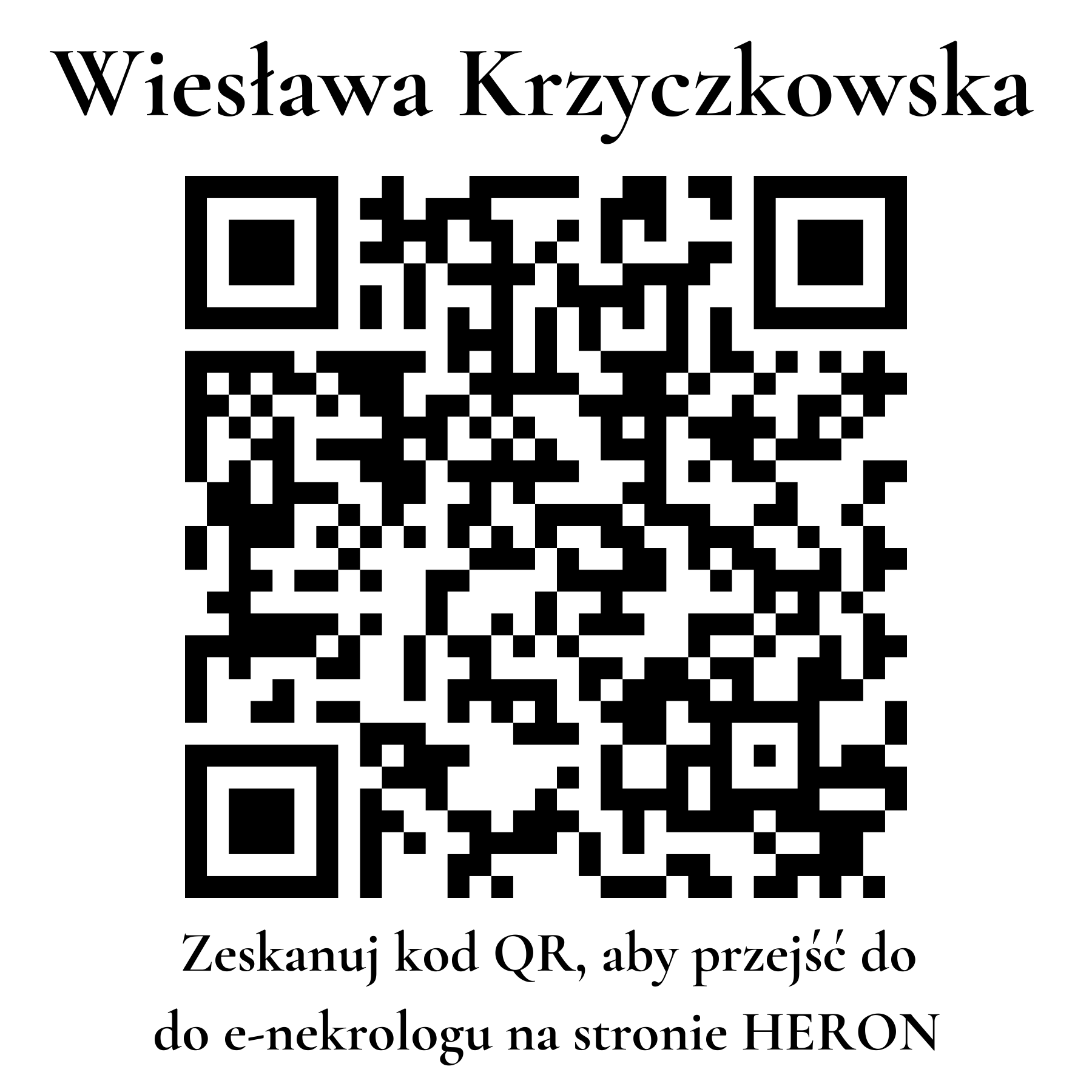 Kod QR do nekrologu Wiesława Krzyczkowska