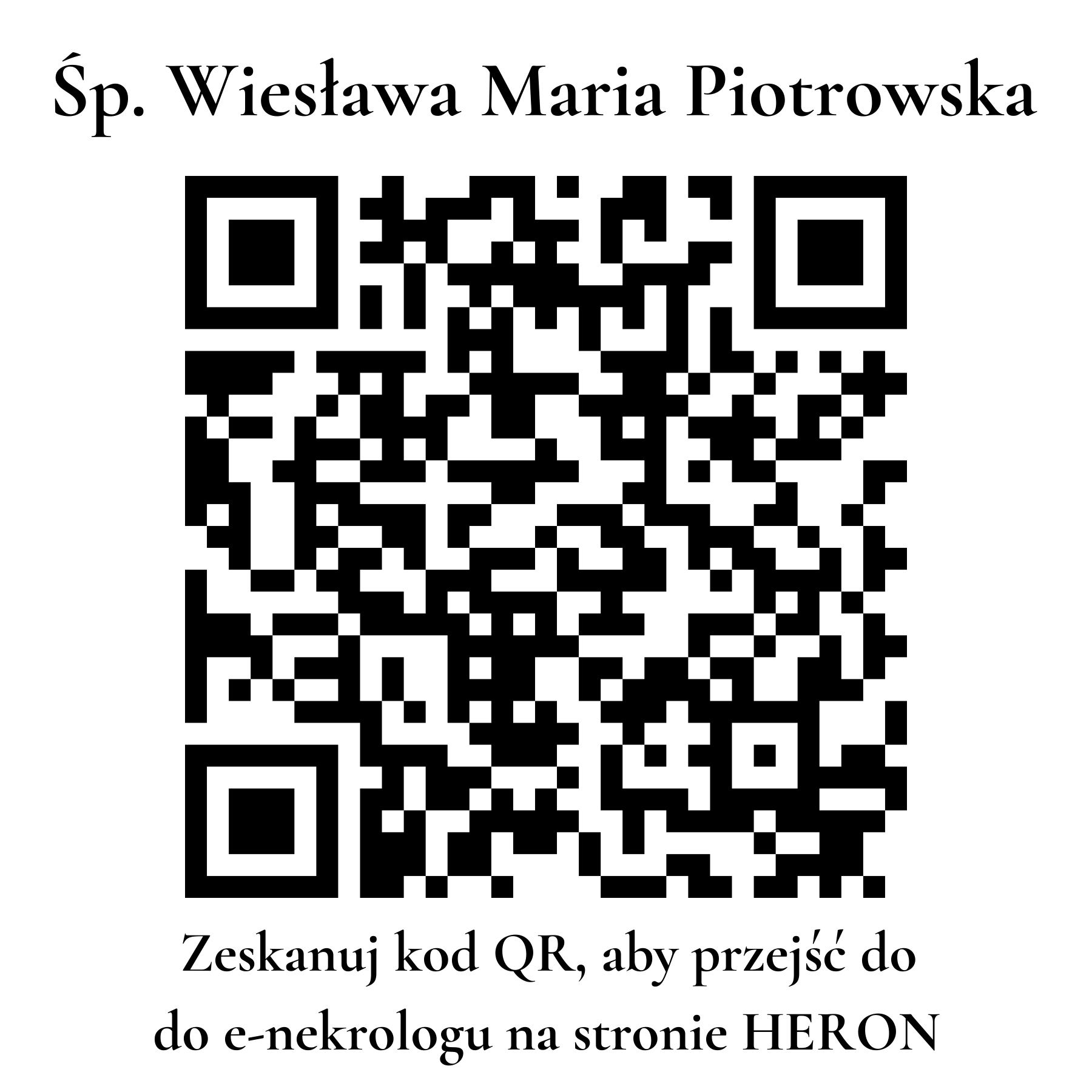 Kod QR do nekrologu Wiesława Maria Piotrowska