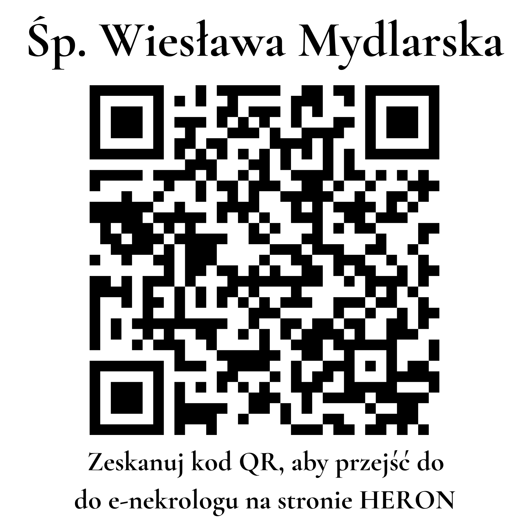 Kod QR do nekrologu Wiesława Mydlarska Kod QR do nekrologu Wiesława Mydlarska