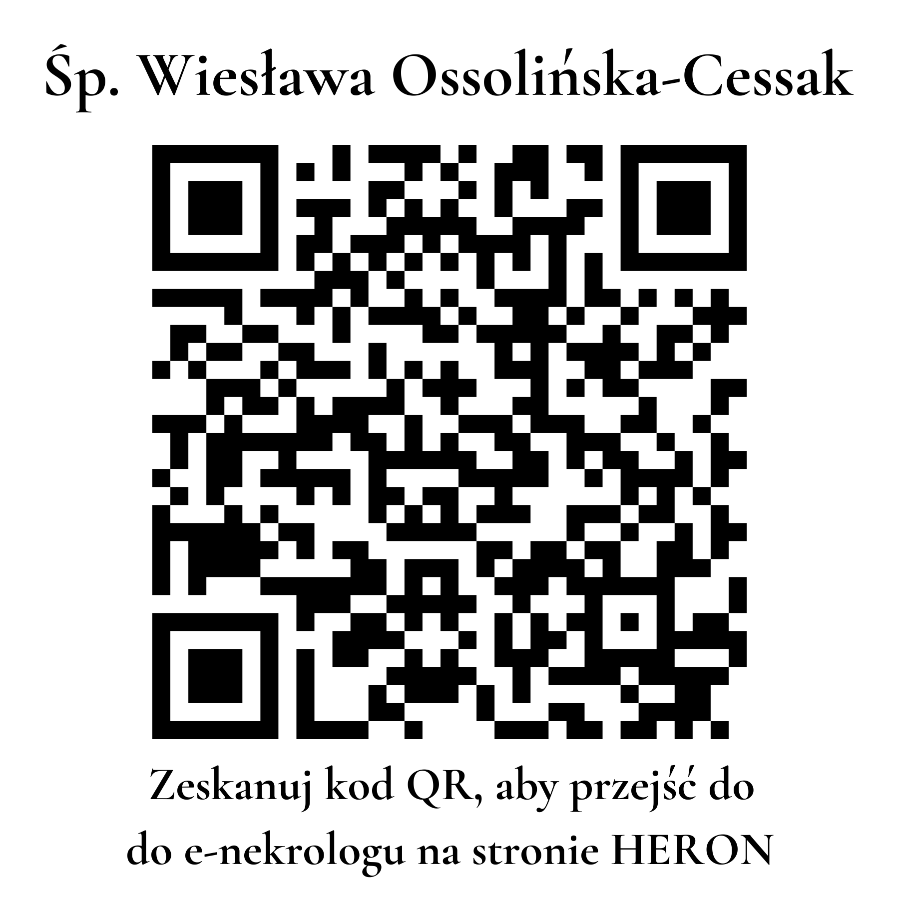 Kod QR do nekrologu Wiesława Ossolińska-Cessak Kod QR do nekrologu Wiesława Ossolińska-Cessak