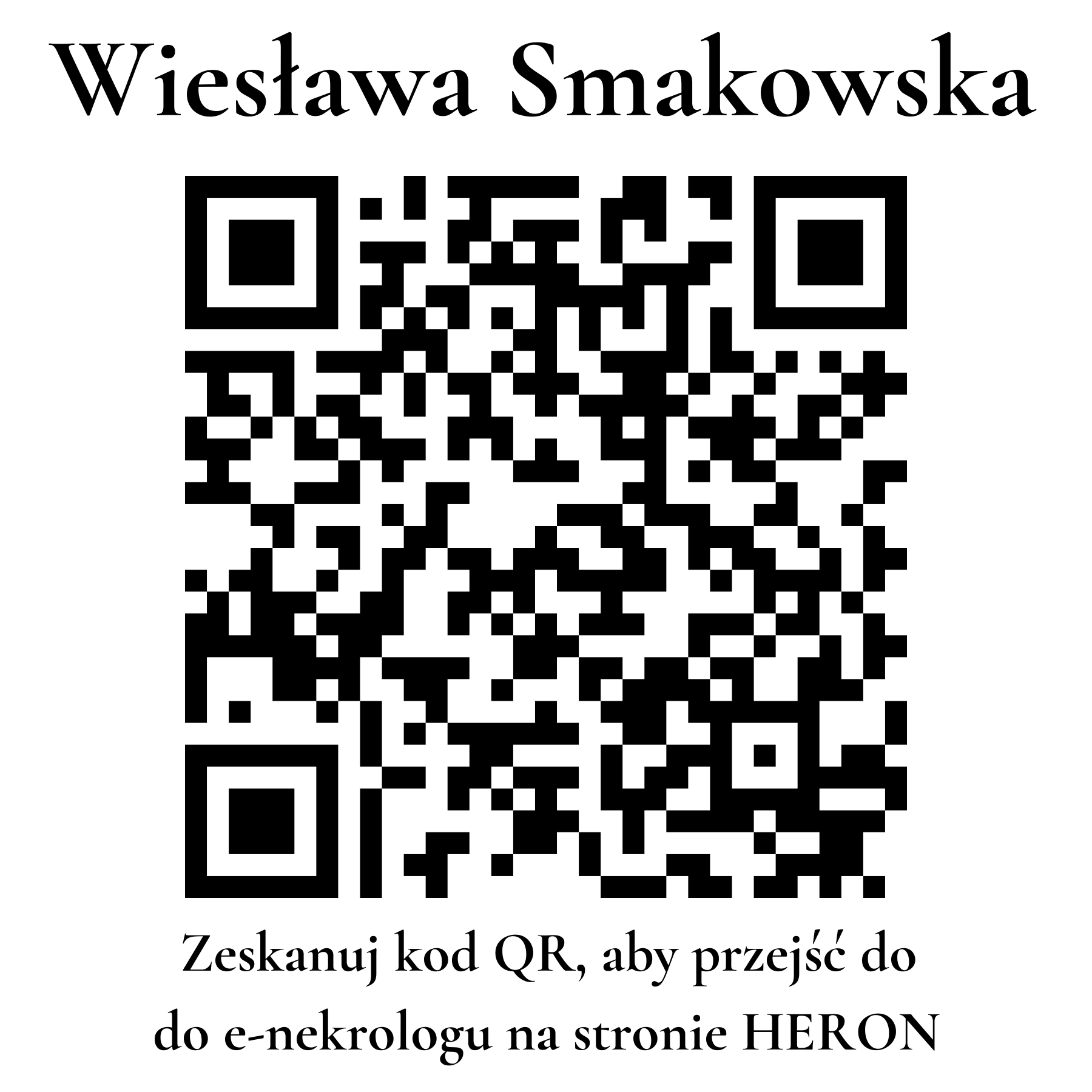 Kod QR do nekrologu Wiesława Smakowska Kod QR do nekrologu Wiesława Smakowska