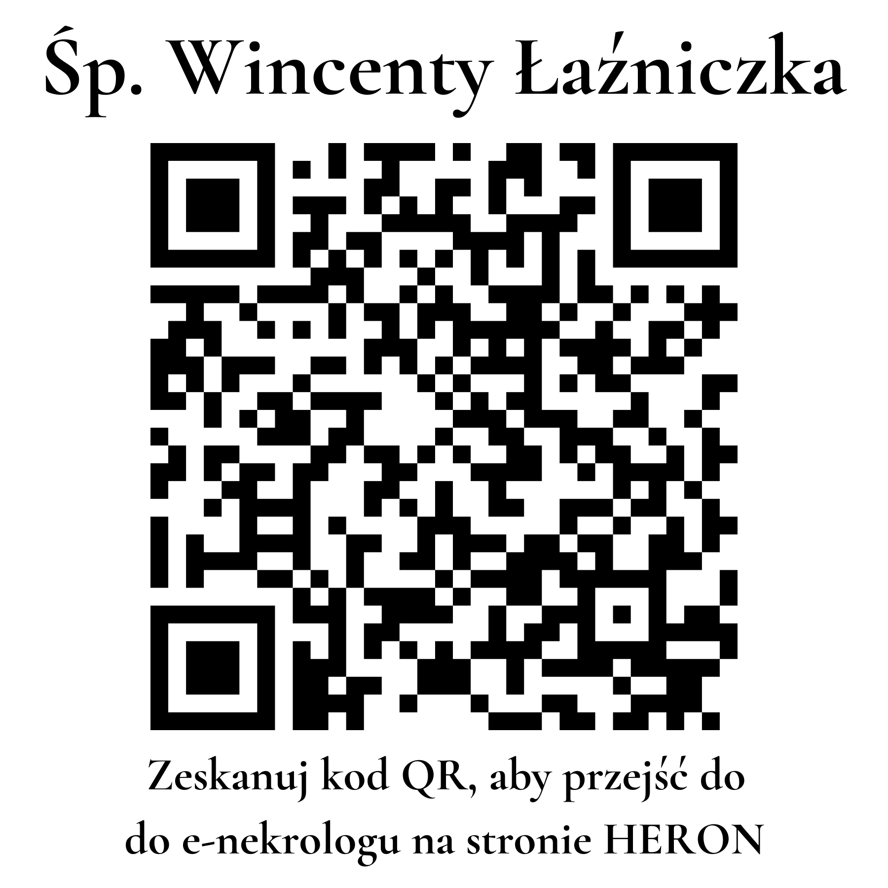 Kod QR do nekrologu Wincenty Łaźniczka