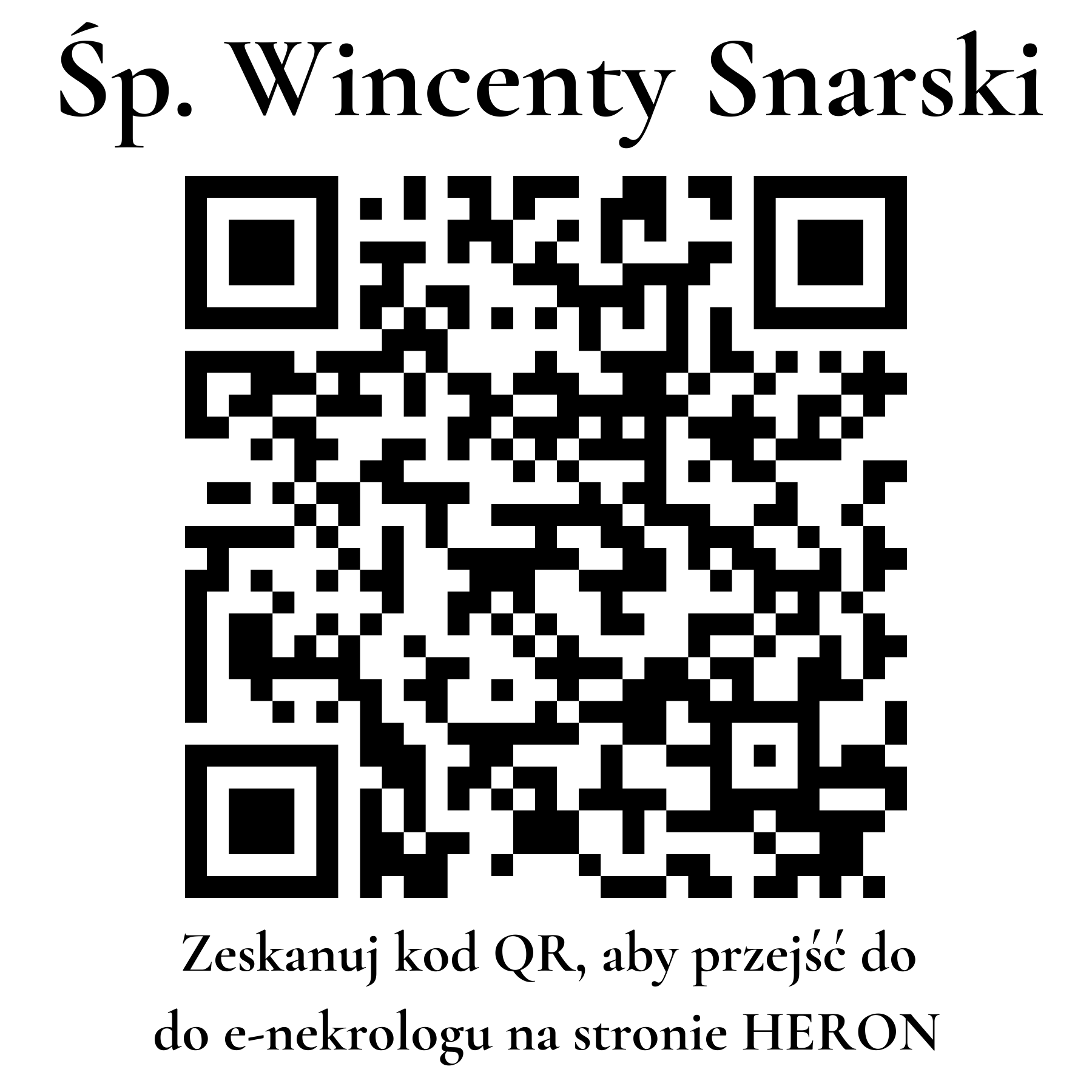 Kod QR do nekrologu Wincenty Snarski