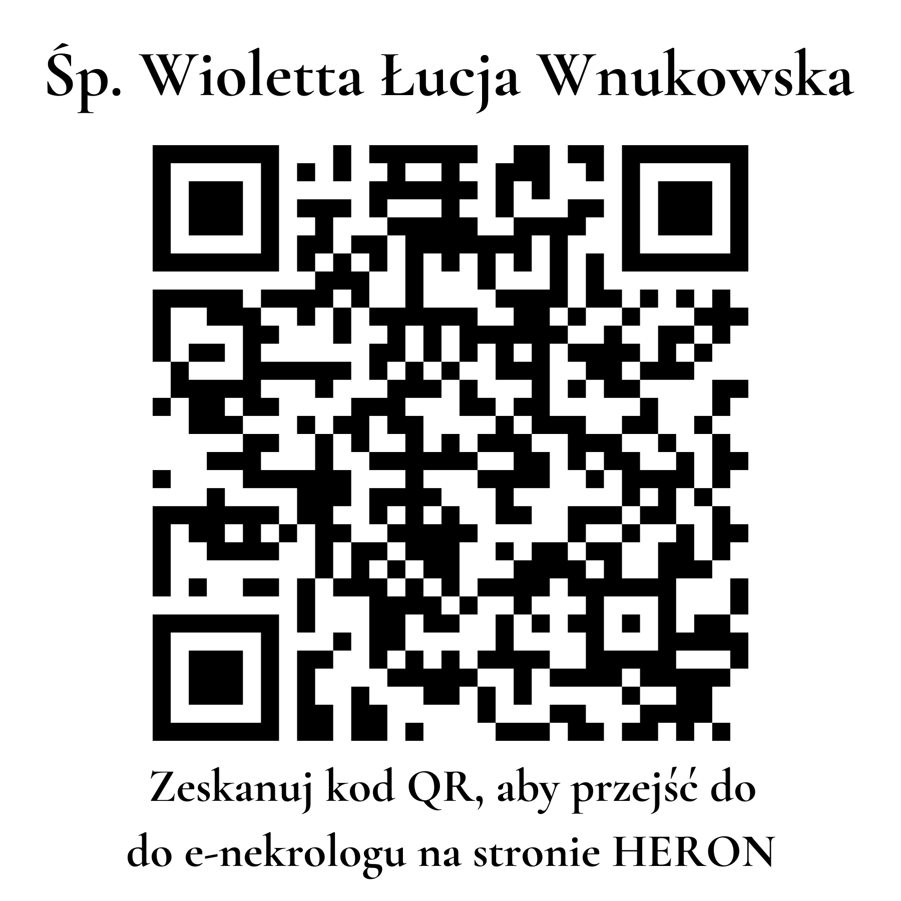 Kod QR do nekrologu Wioletta Łucja Wnukowska Kod QR do nekrologu Wioletta Łucja Wnukowska